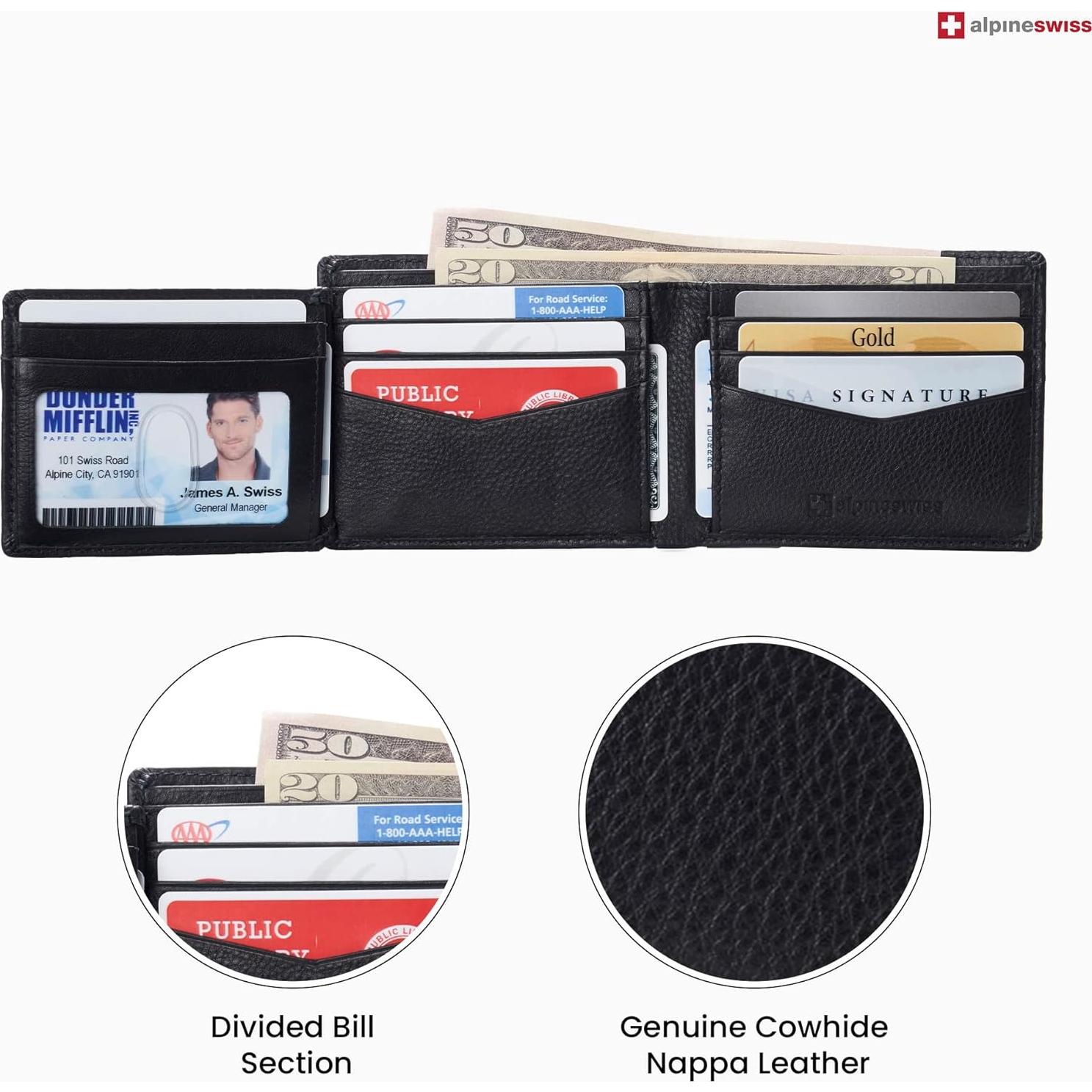 Billetera Bifold Alpine Swiss Spencer para hombres con RFID