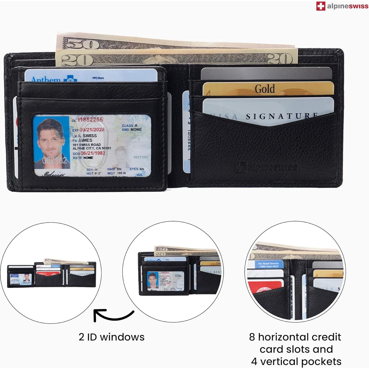 Billetera Bifold Alpine Swiss Spencer para hombres con RFID