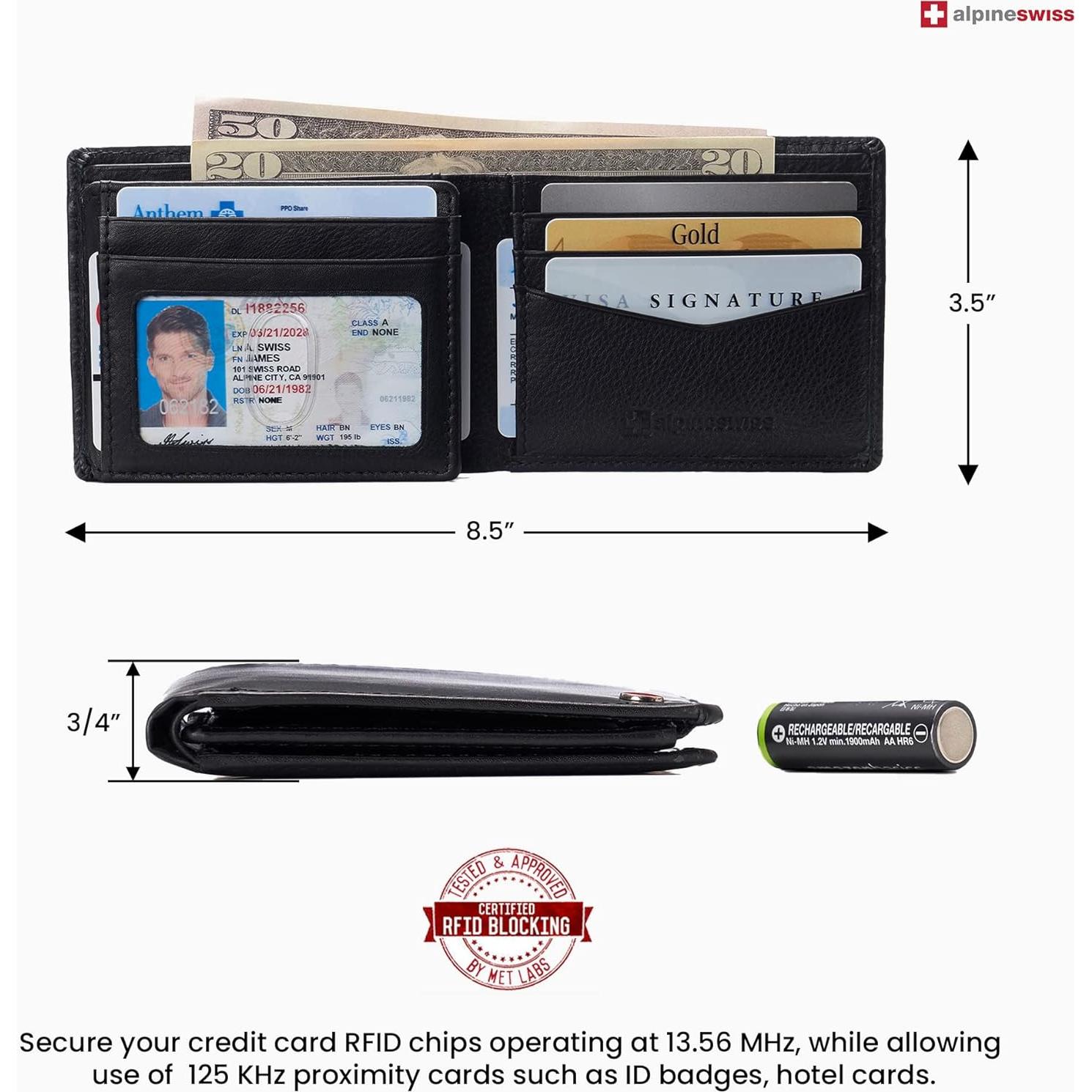 Billetera Bifold Alpine Swiss Spencer para hombres con RFID