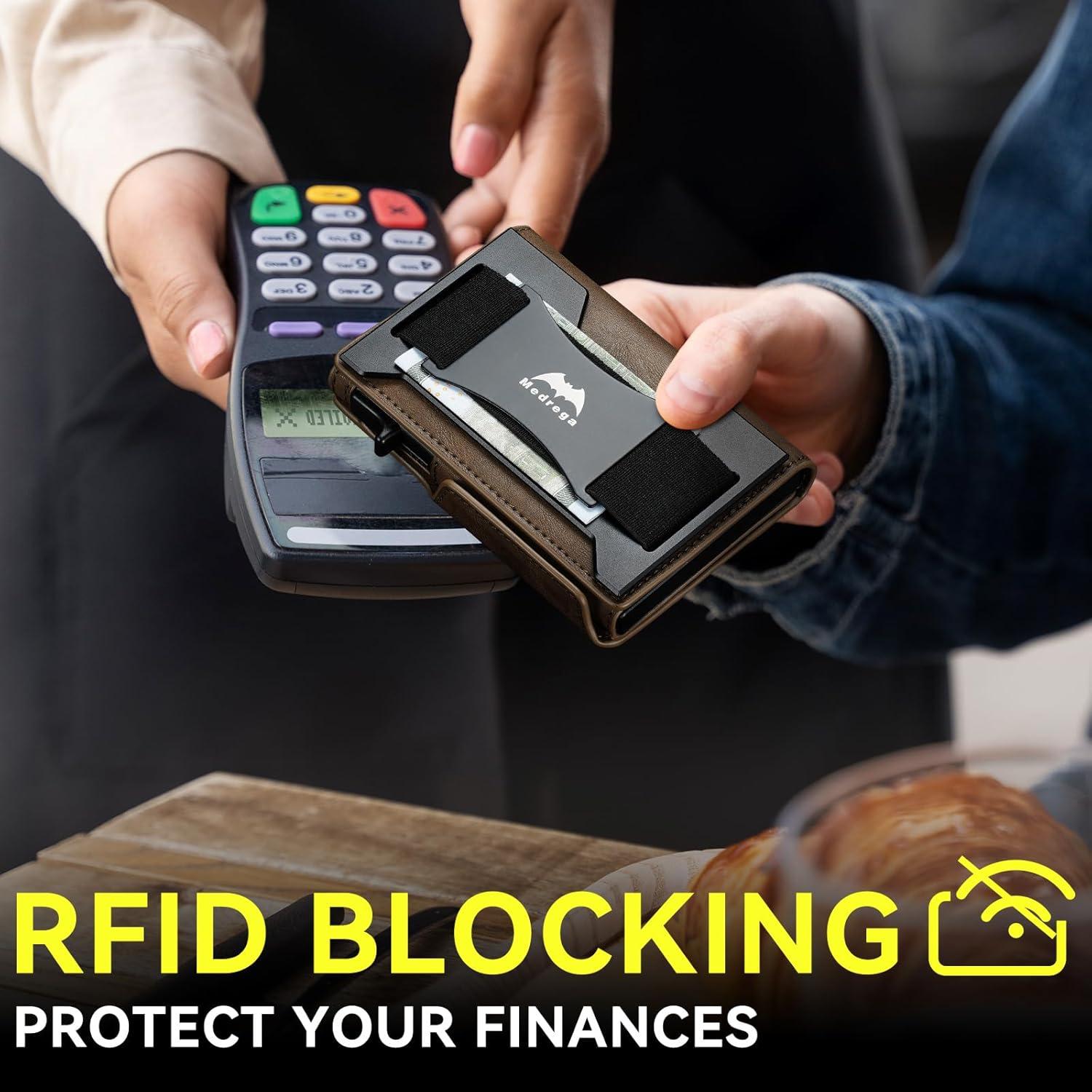 Billetera Inteligente RFID Cuero Marrón J7 para Hombres