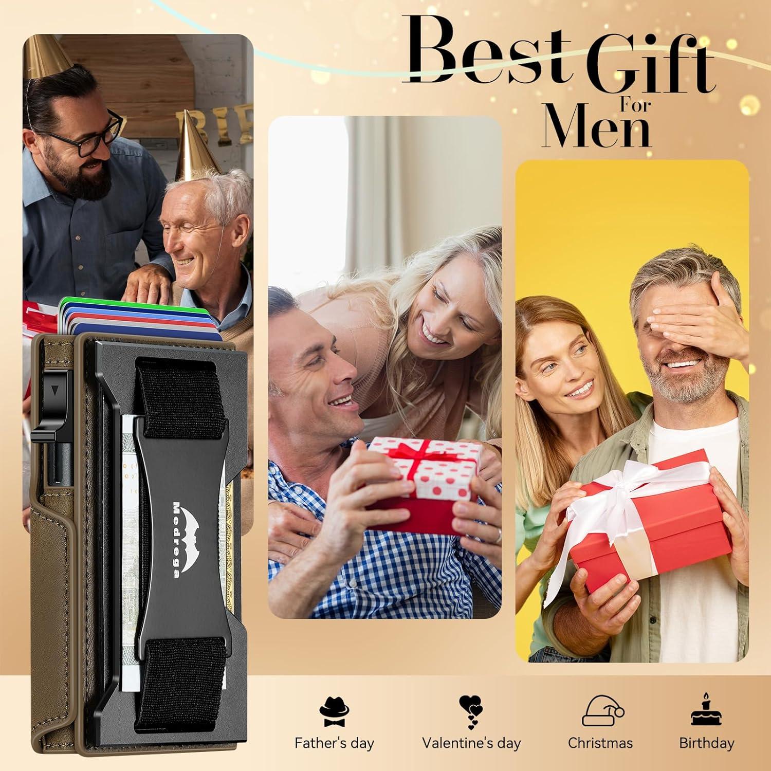 Billetera Inteligente RFID Cuero Marrón J7 para Hombres