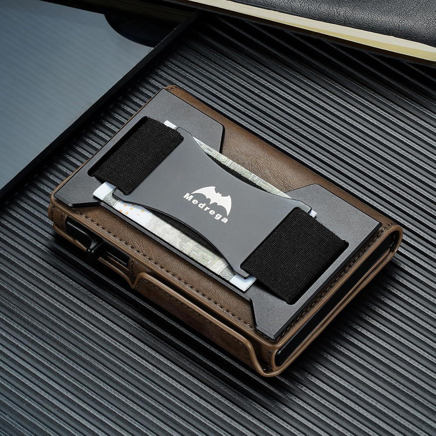 Billetera Inteligente RFID Cuero Marrón J7 para Hombres