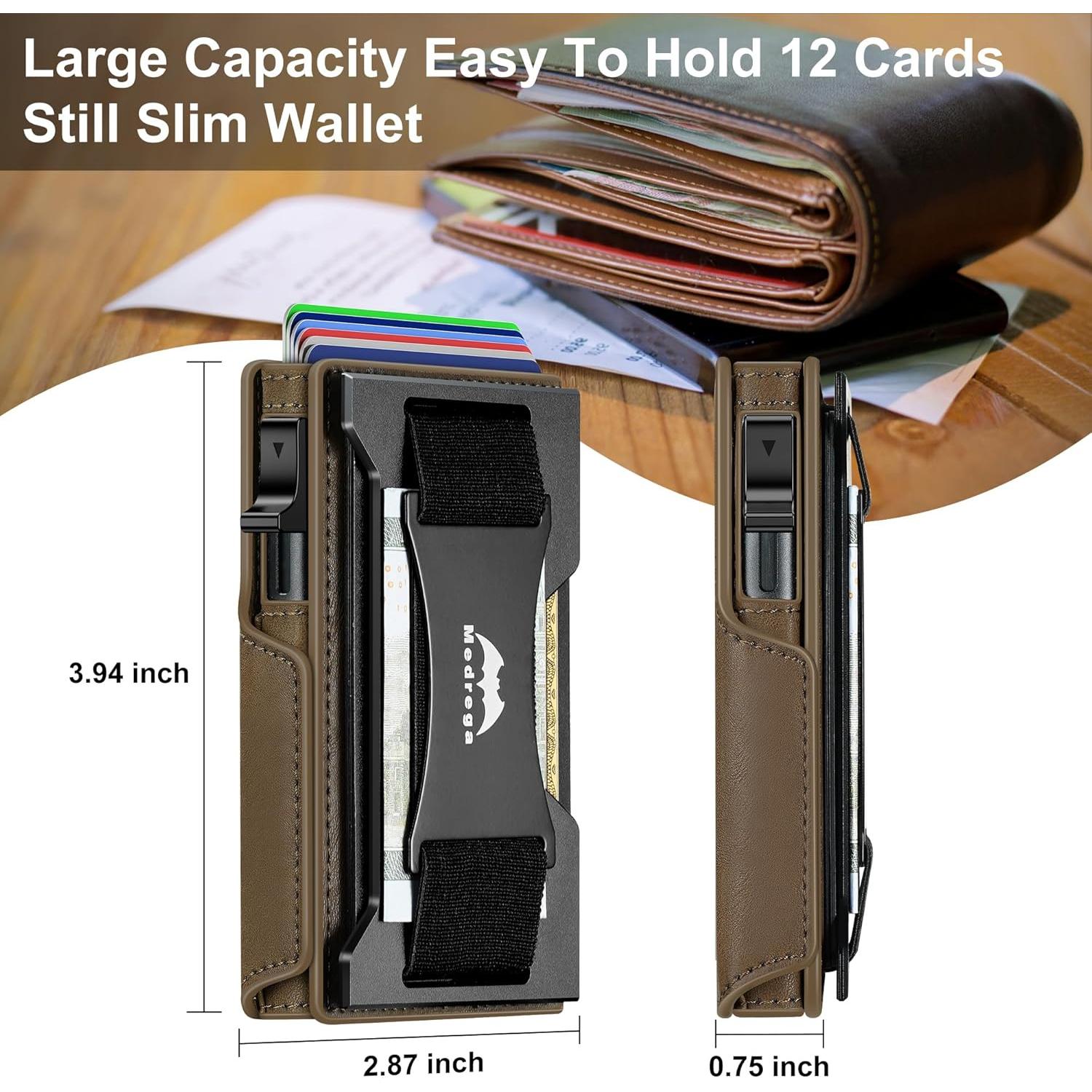 Billetera Inteligente RFID Cuero Marrón J7 para Hombres