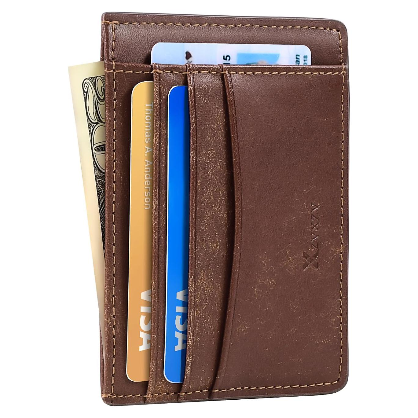 Billetera Slim de Cuero Italiano Minimalista con Bloqueo RFID