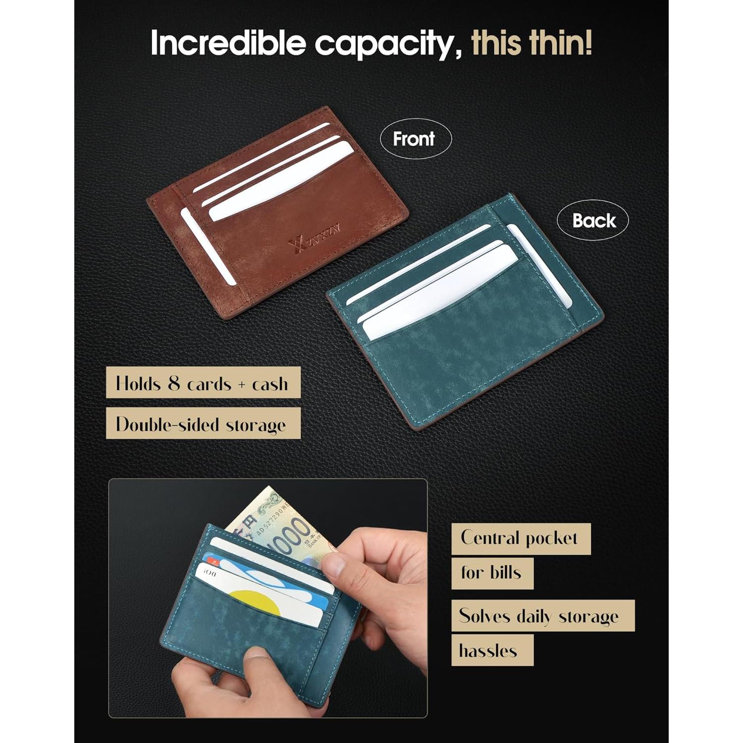 Billetera Slim de Cuero Italiano Minimalista con Bloqueo RFID