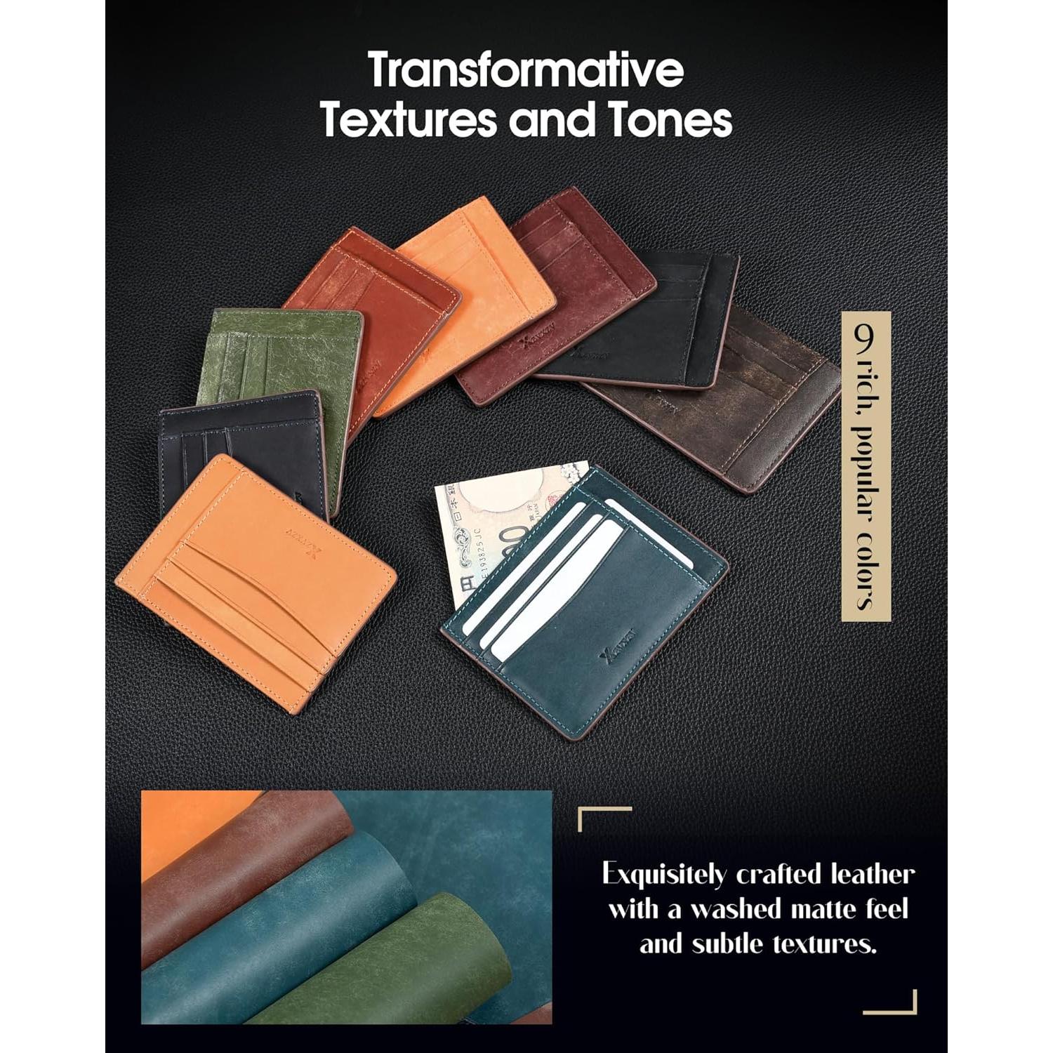 Billetera Slim de Cuero Italiano Minimalista con Bloqueo RFID