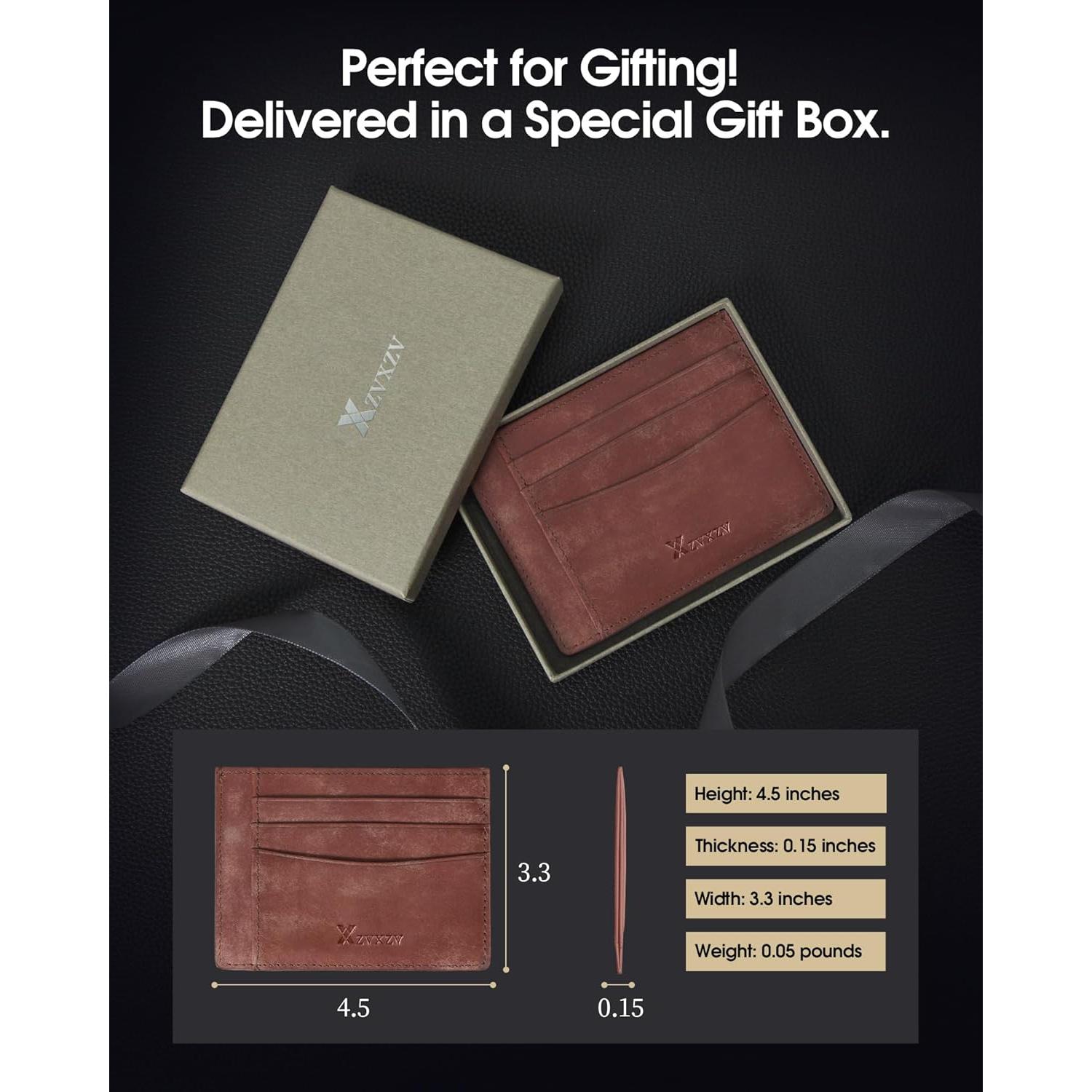 Billetera Slim de Cuero Italiano Minimalista con Bloqueo RFID