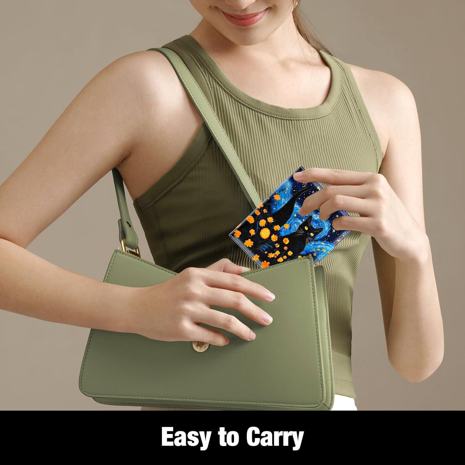 Cartera delgada RFID para Mujeres Rouidr - Gato del Cielo Estrellado