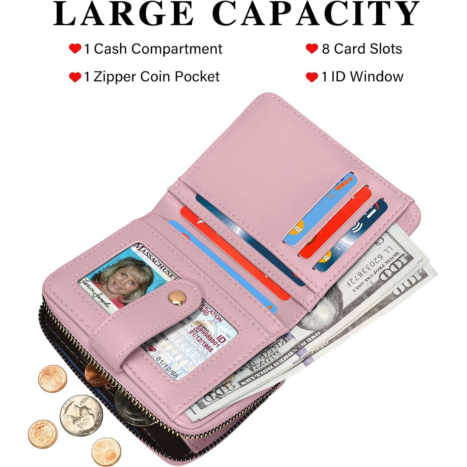 Cartera Bifold Oscaurt Mujer Rosa con Bloqueo RFID