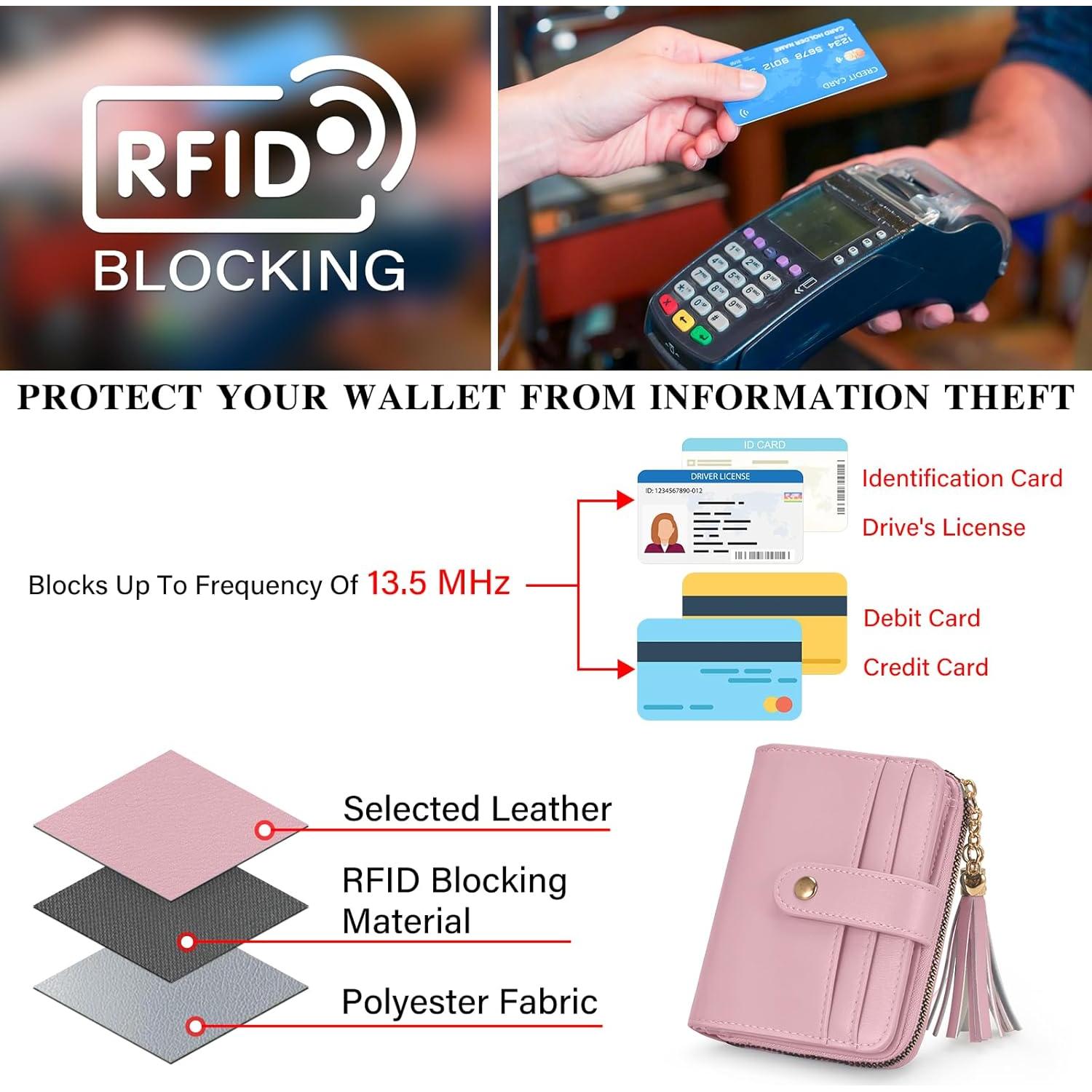 Cartera Bifold Oscaurt Mujer Rosa con Bloqueo RFID