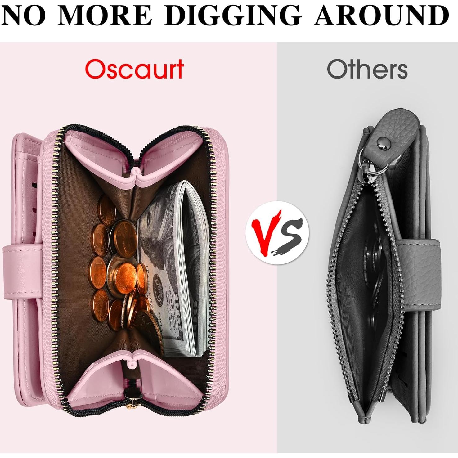 Cartera Bifold Oscaurt Mujer Rosa con Bloqueo RFID