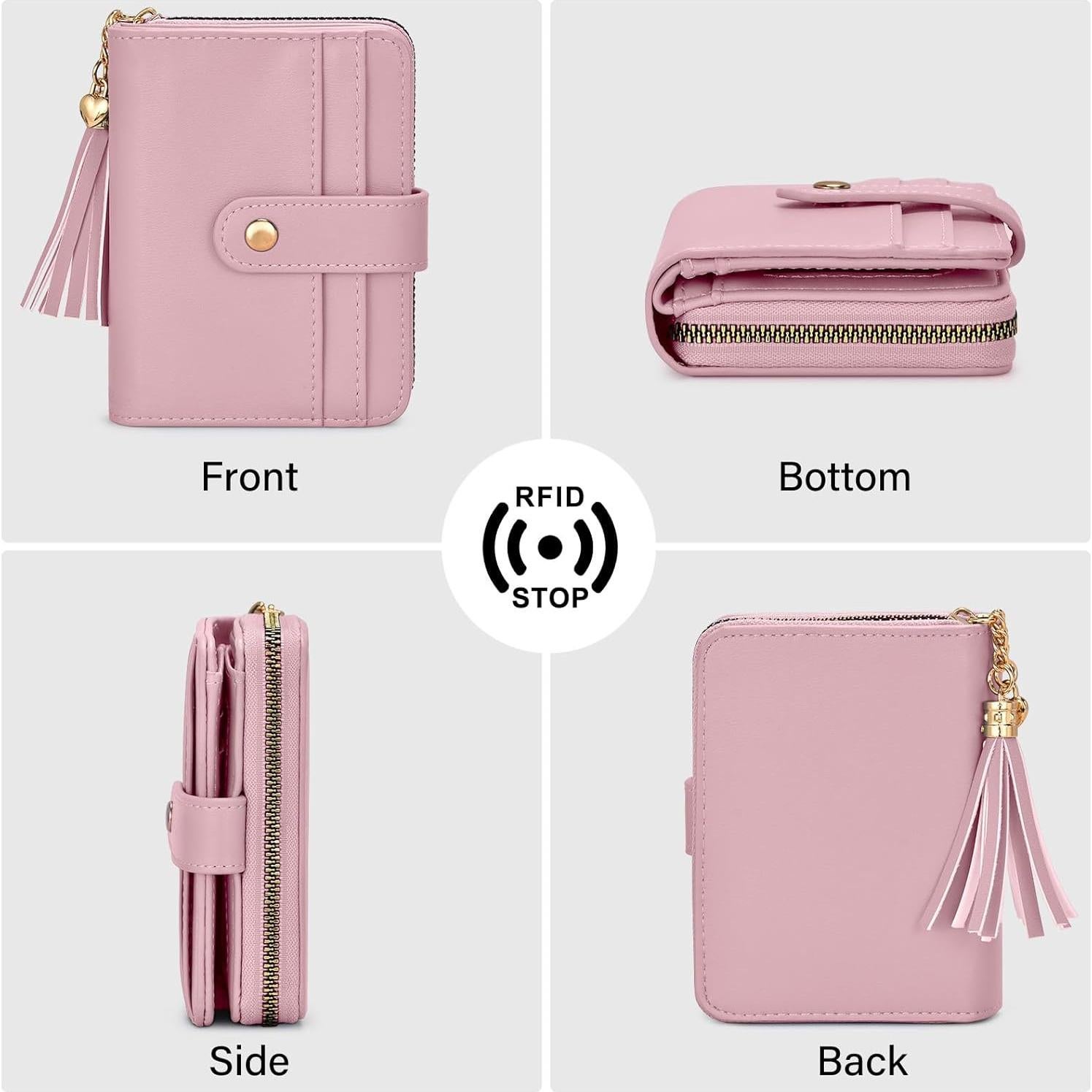 Cartera Bifold Oscaurt Mujer Rosa con Bloqueo RFID