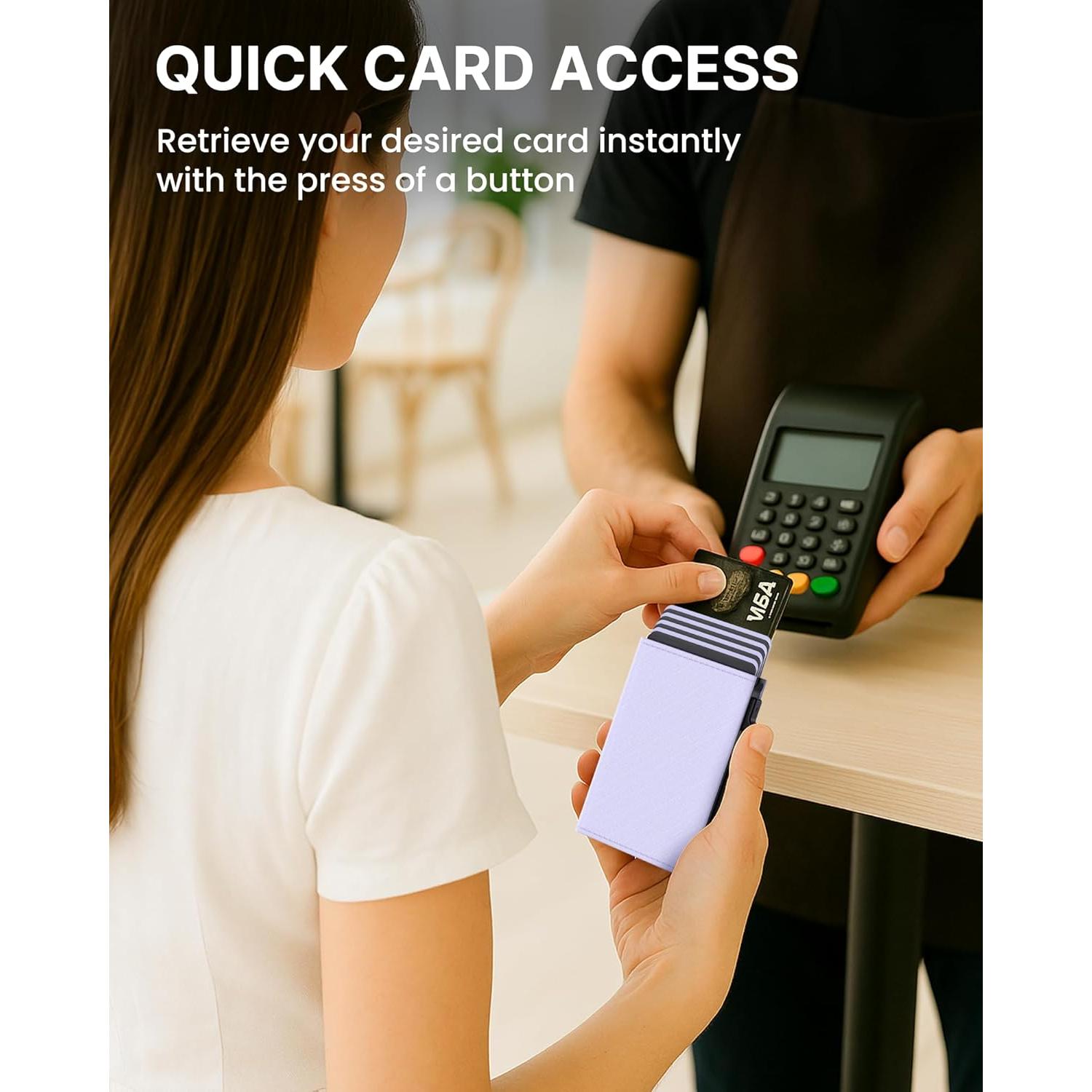 Cartera tipo estuche para mujeres Typecase - Cuero RFID, 9-14 tarjetas, Púrpura Claro