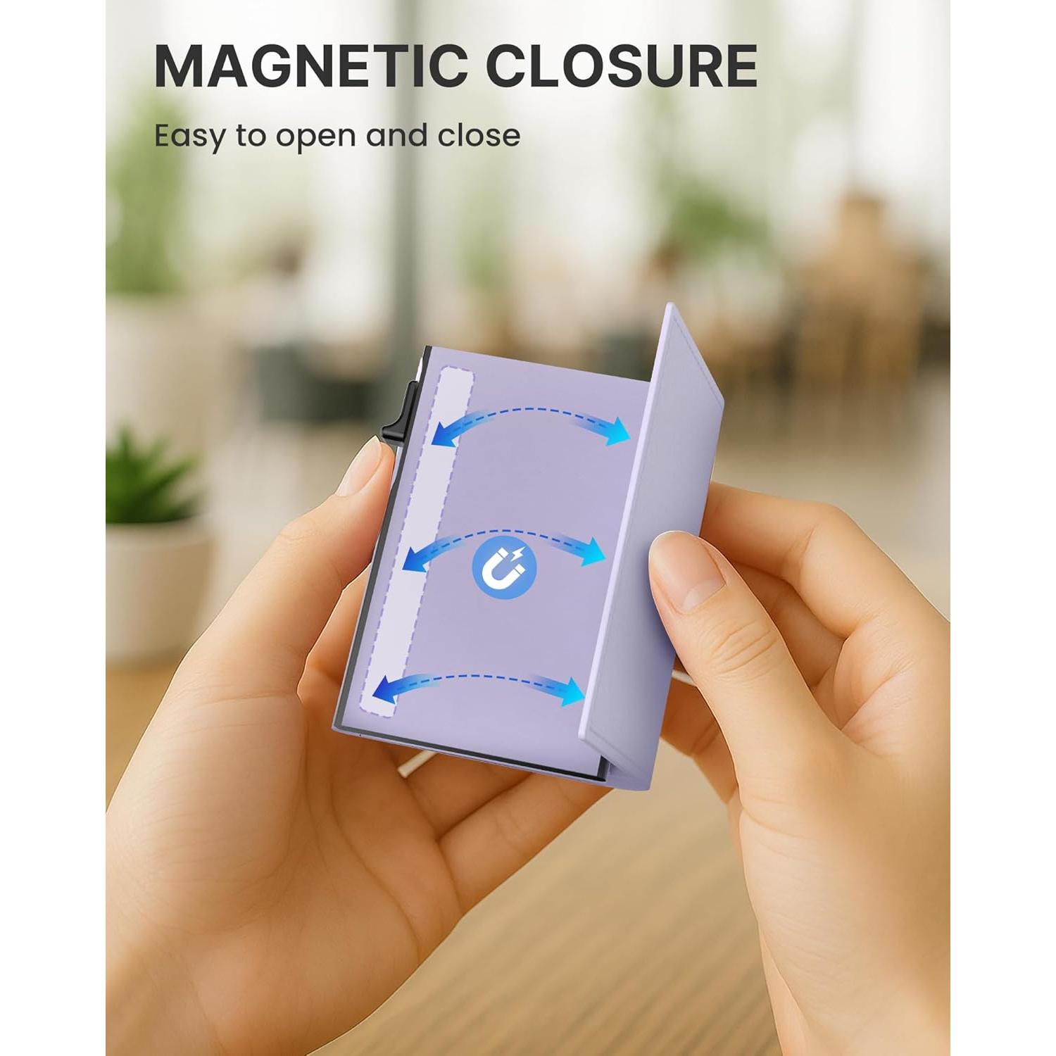 Cartera tipo estuche para mujeres Typecase - Cuero RFID, 9-14 tarjetas, Púrpura Claro