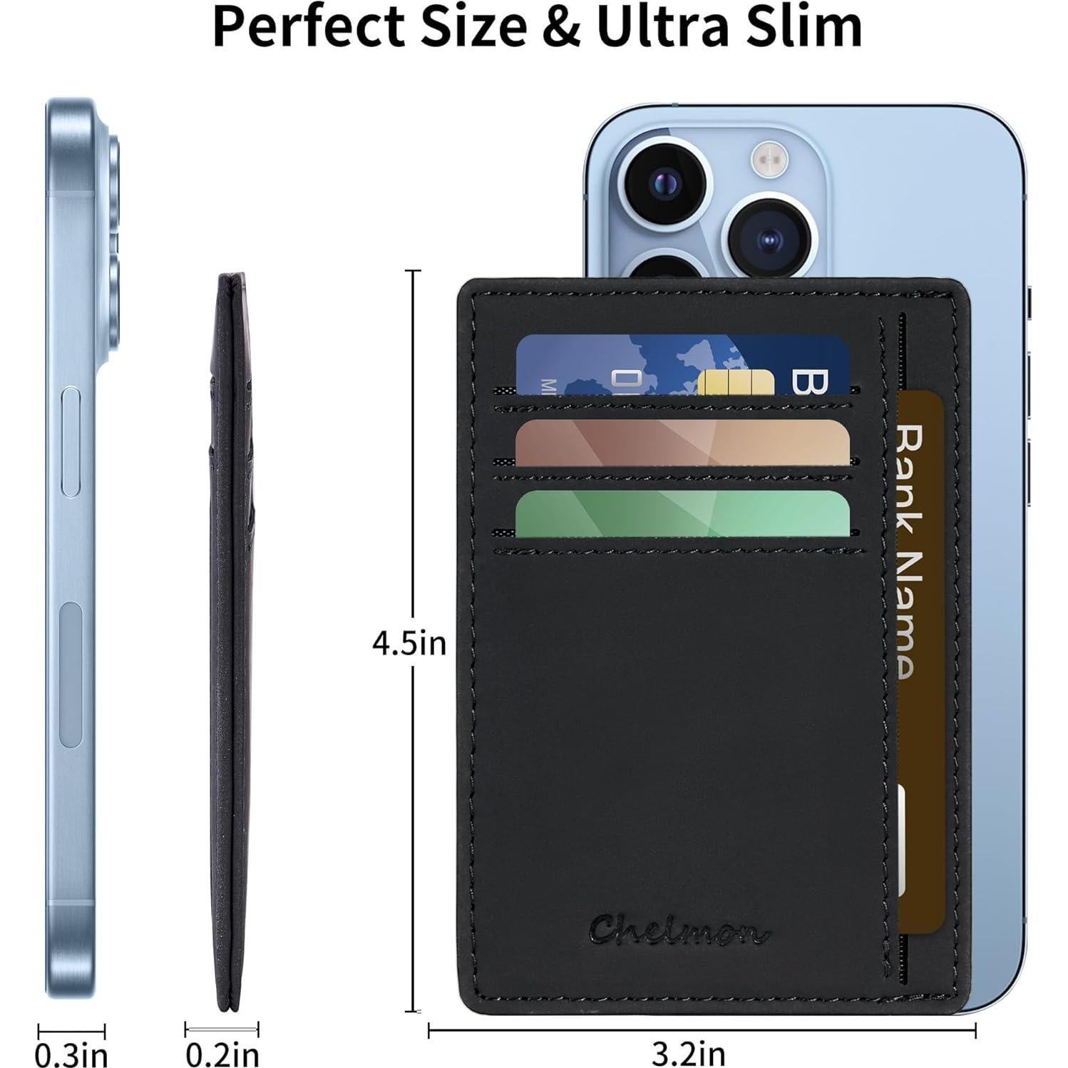 Billetera Slim Chelmon para Hombres con Bloqueo RFID - Negro