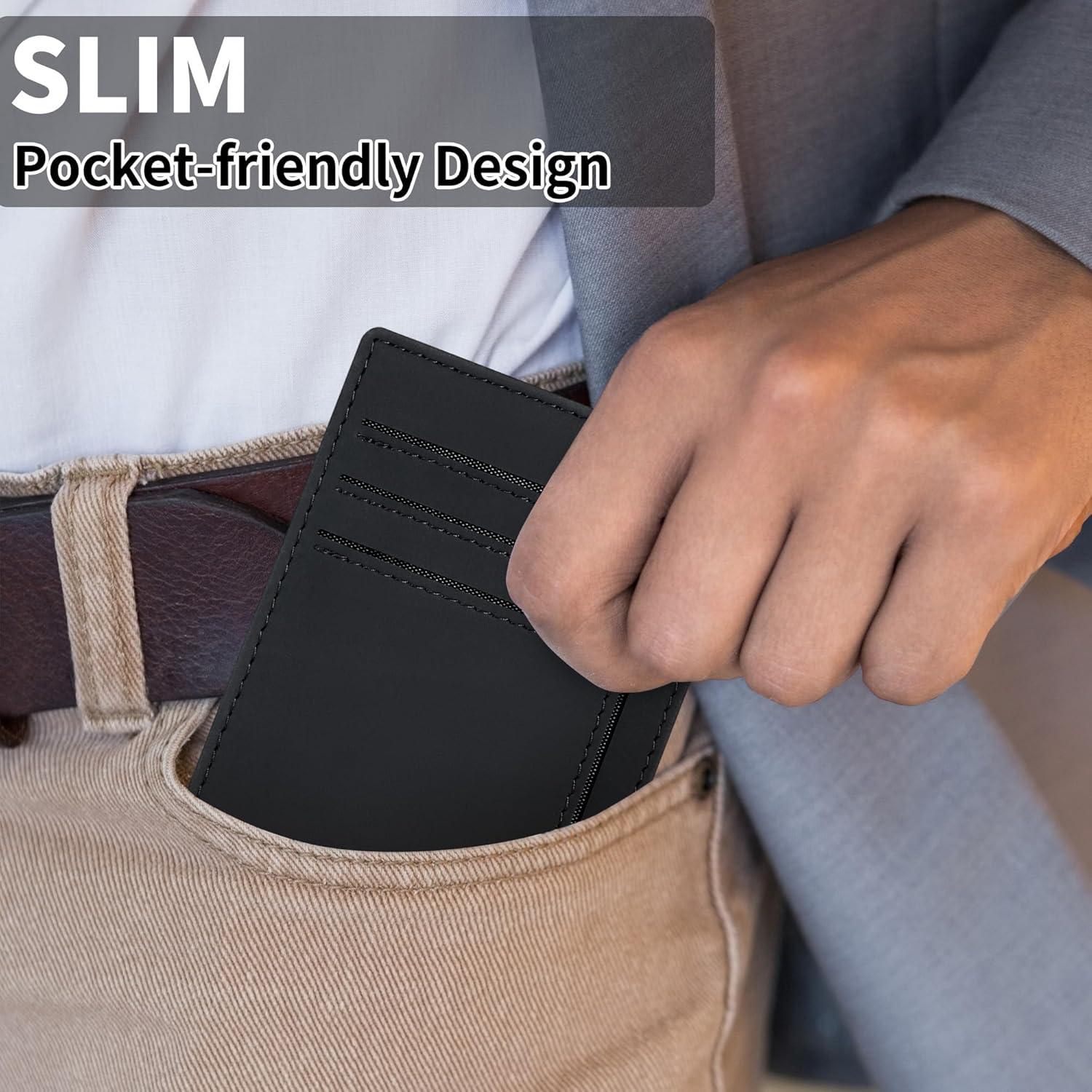 Billetera Slim Chelmon para Hombres con Bloqueo RFID - Negro