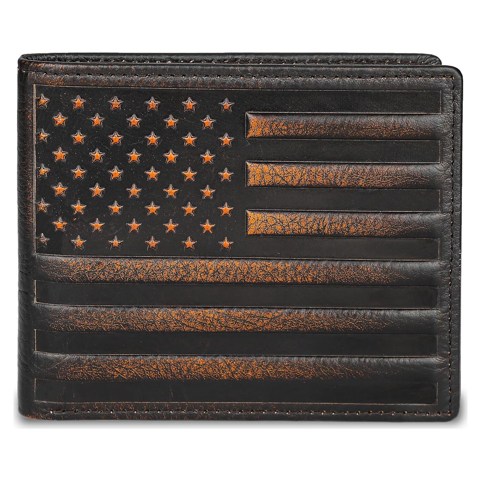 Billetera DK86 para hombres de cuero con bloqueo RFID - Marrón