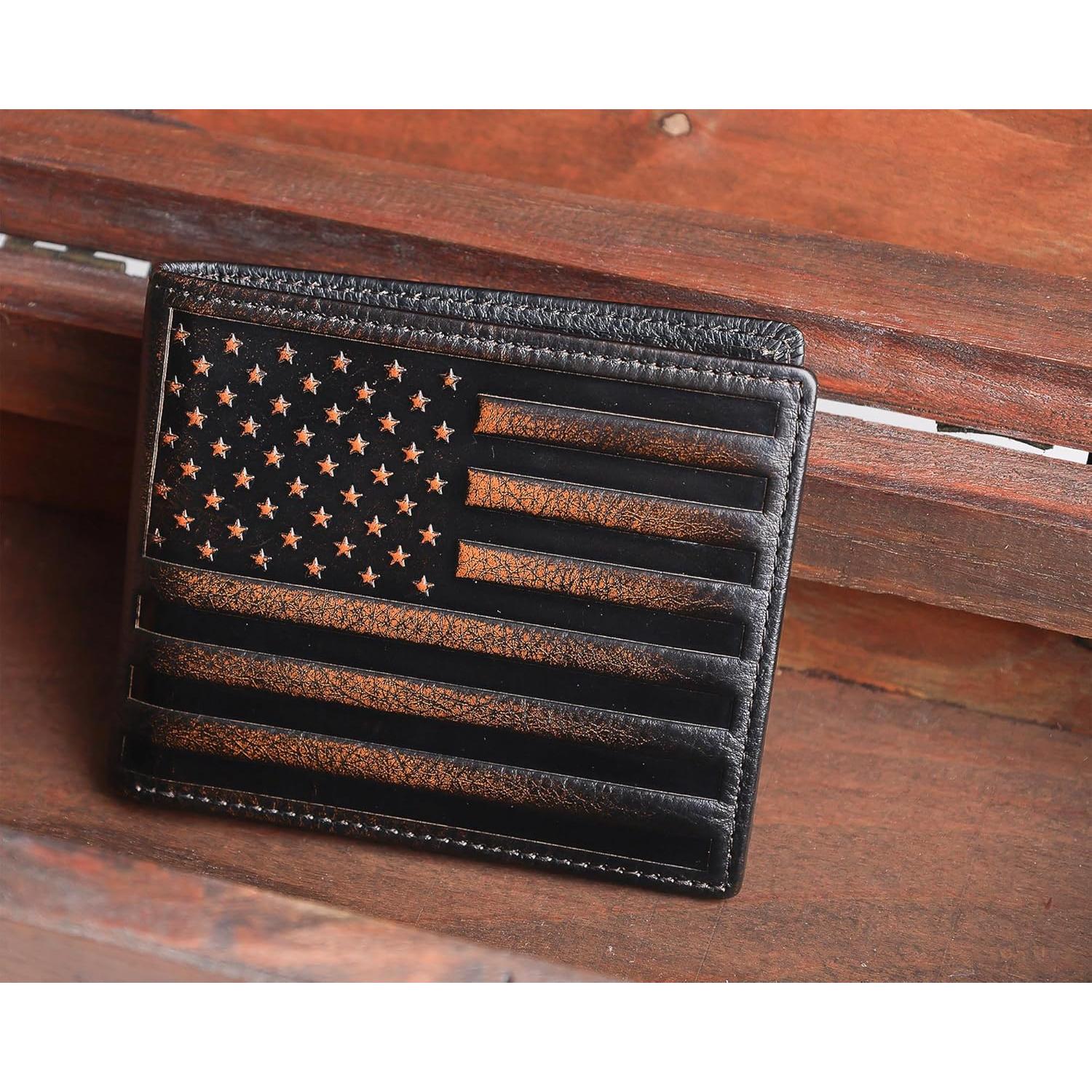 Billetera DK86 para hombres de cuero con bloqueo RFID - Marrón