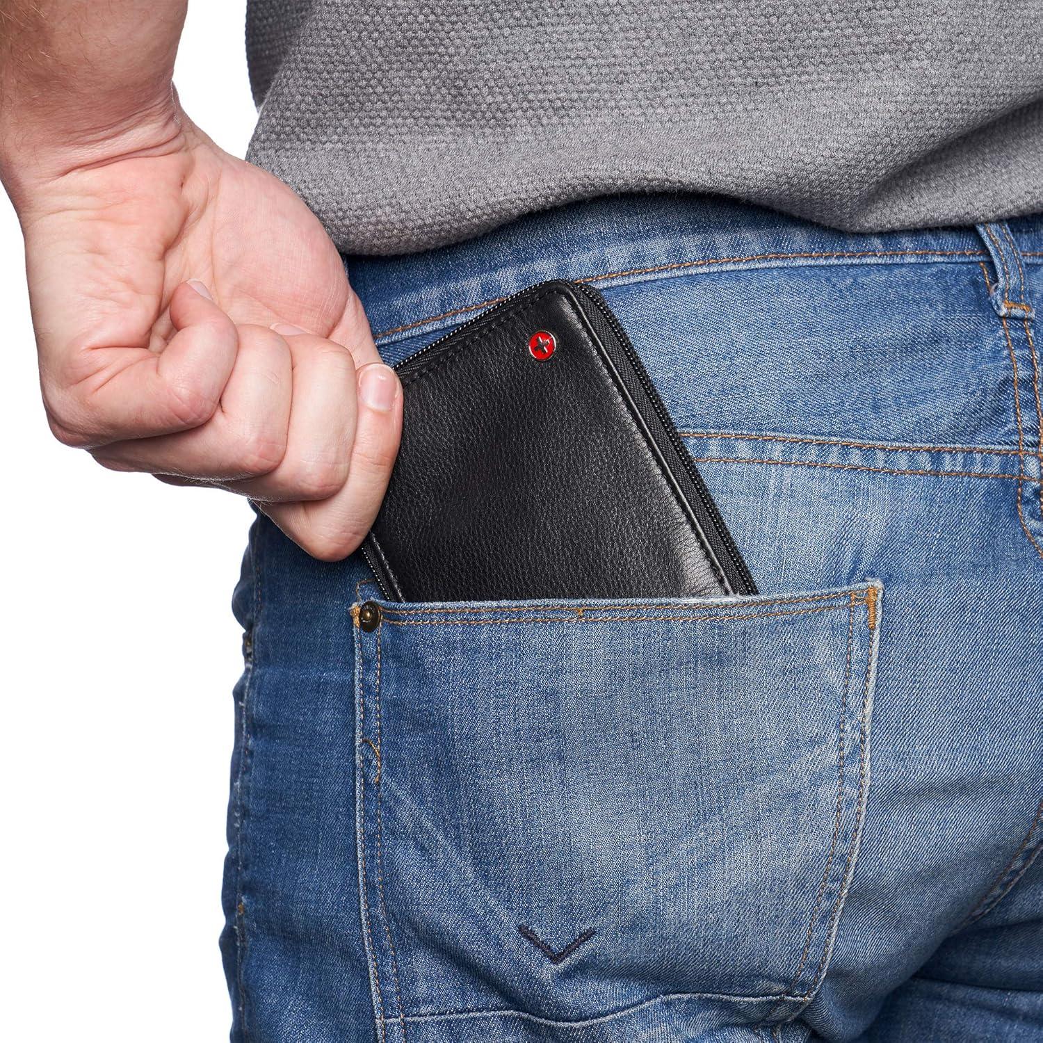 Billetera Bifold Alpine Swiss Logan con Cierre RFID - Cuero Premium