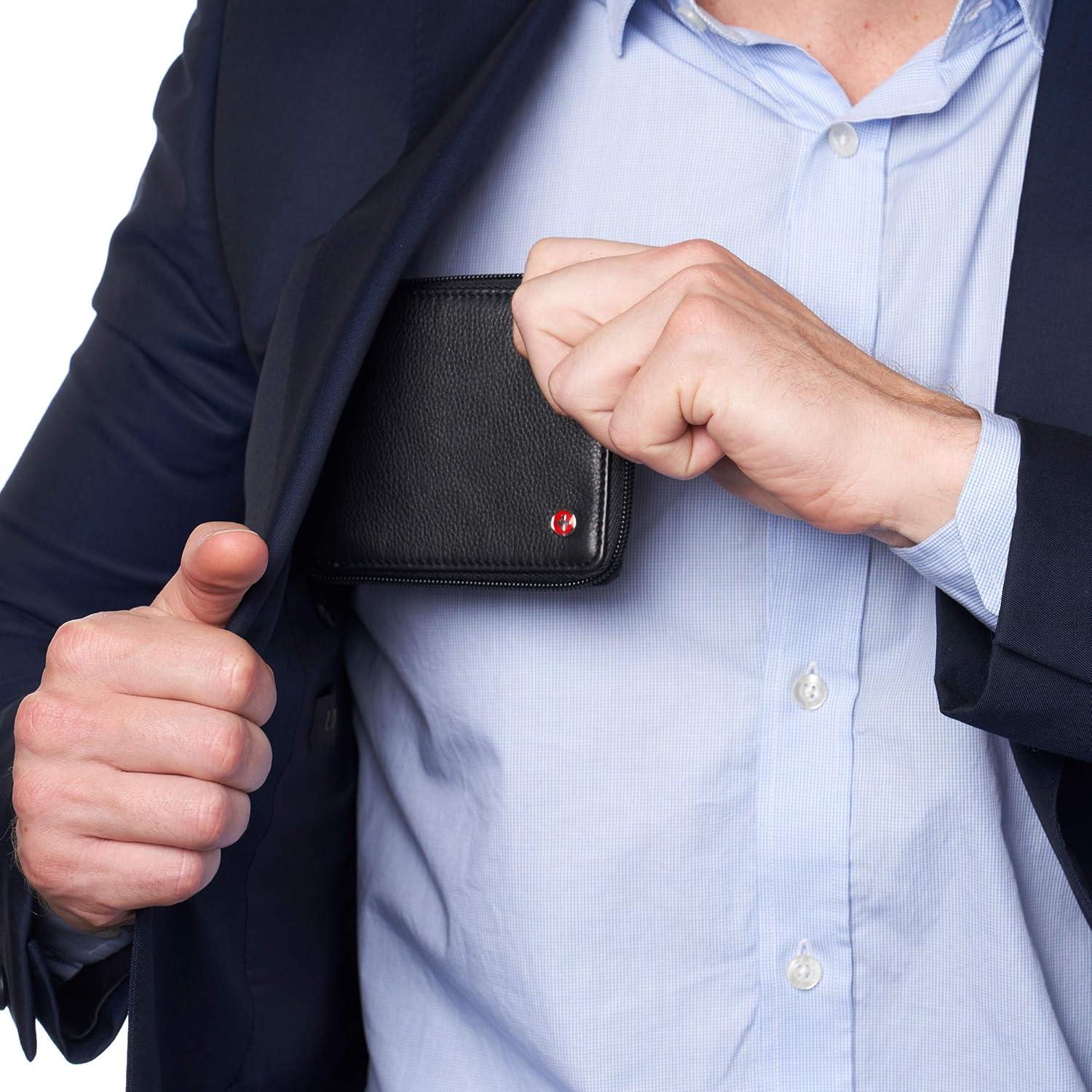 Billetera Bifold Alpine Swiss Logan con Cierre RFID - Cuero Premium