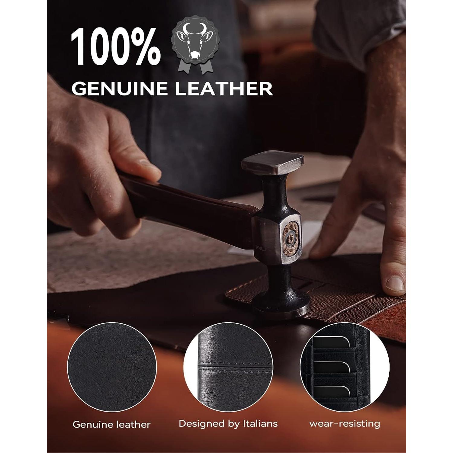 Billetera de cuero Swallowmall con bloqueo RFID para hombres