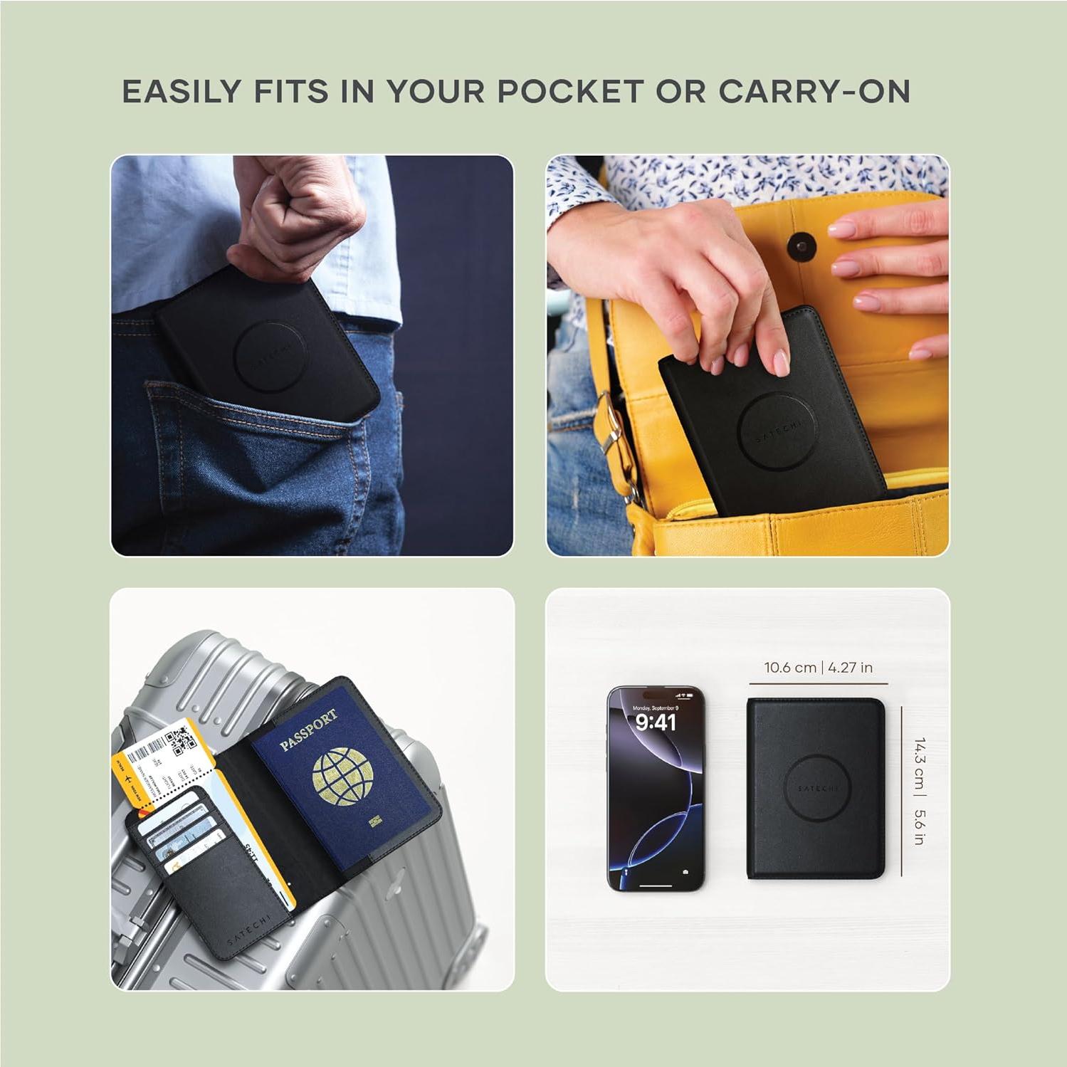 Funda de Pasaporte Satechi con Encuentra Mi y RFID - Negro