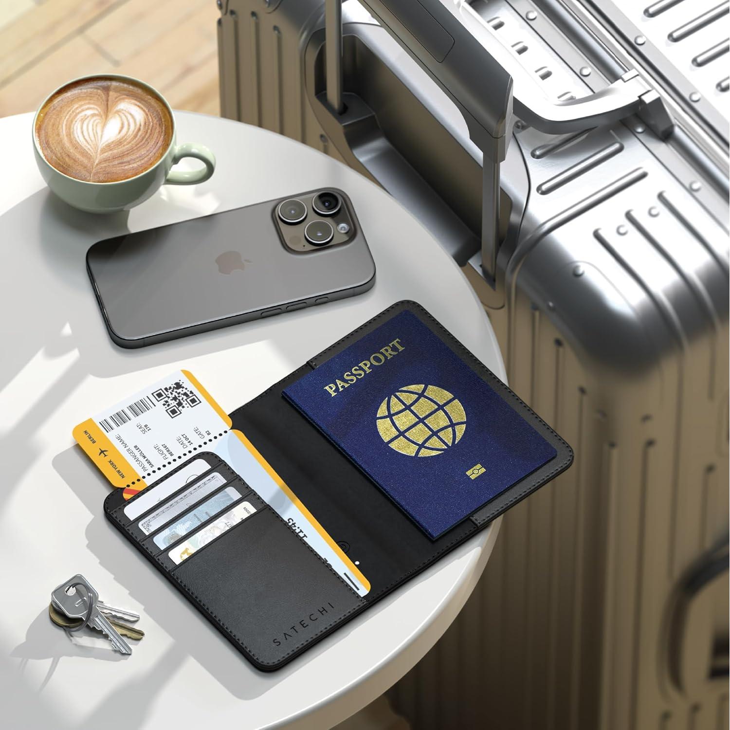 Funda de Pasaporte Satechi con Encuentra Mi y RFID - Negro