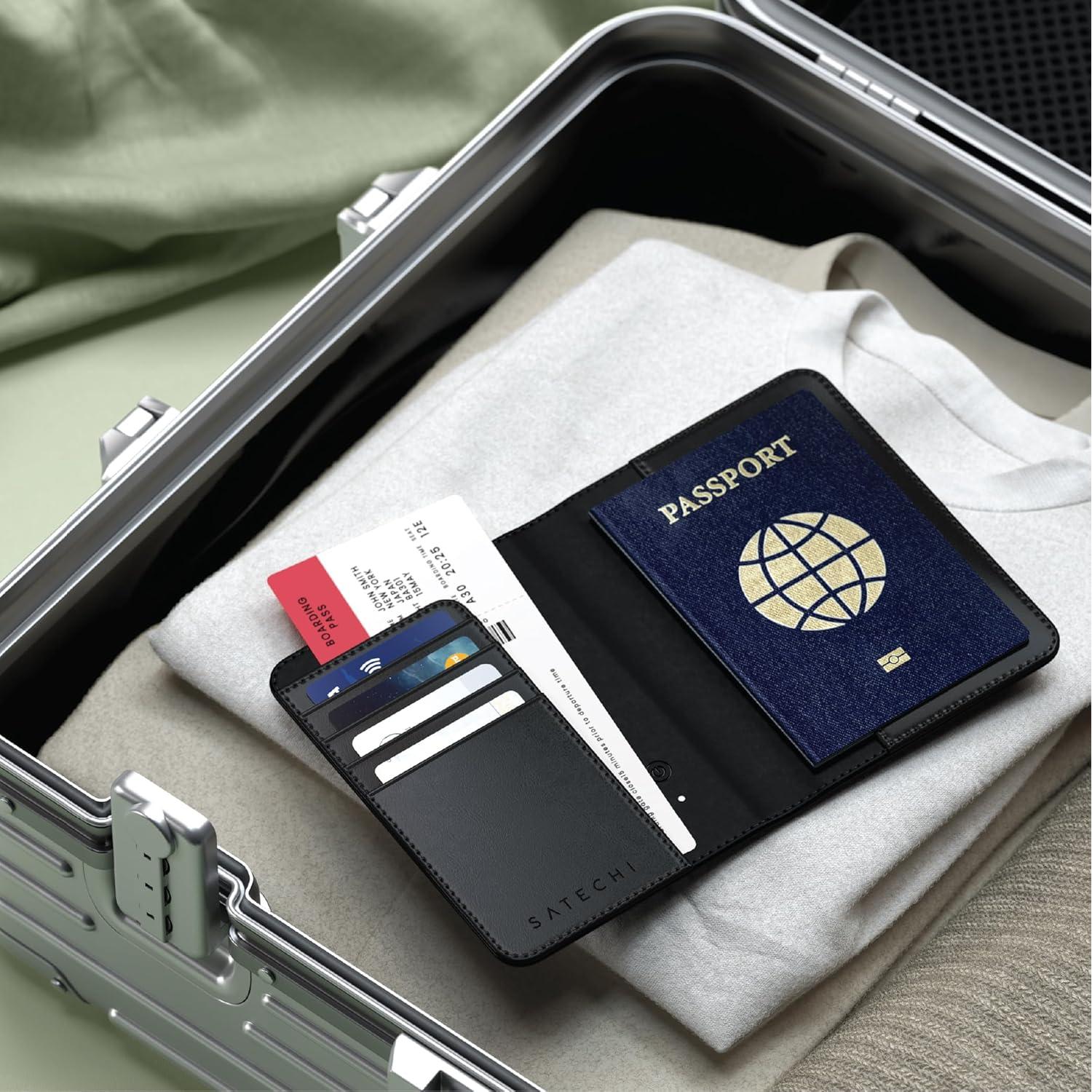 Funda de Pasaporte Satechi con Encuentra Mi y RFID - Negro