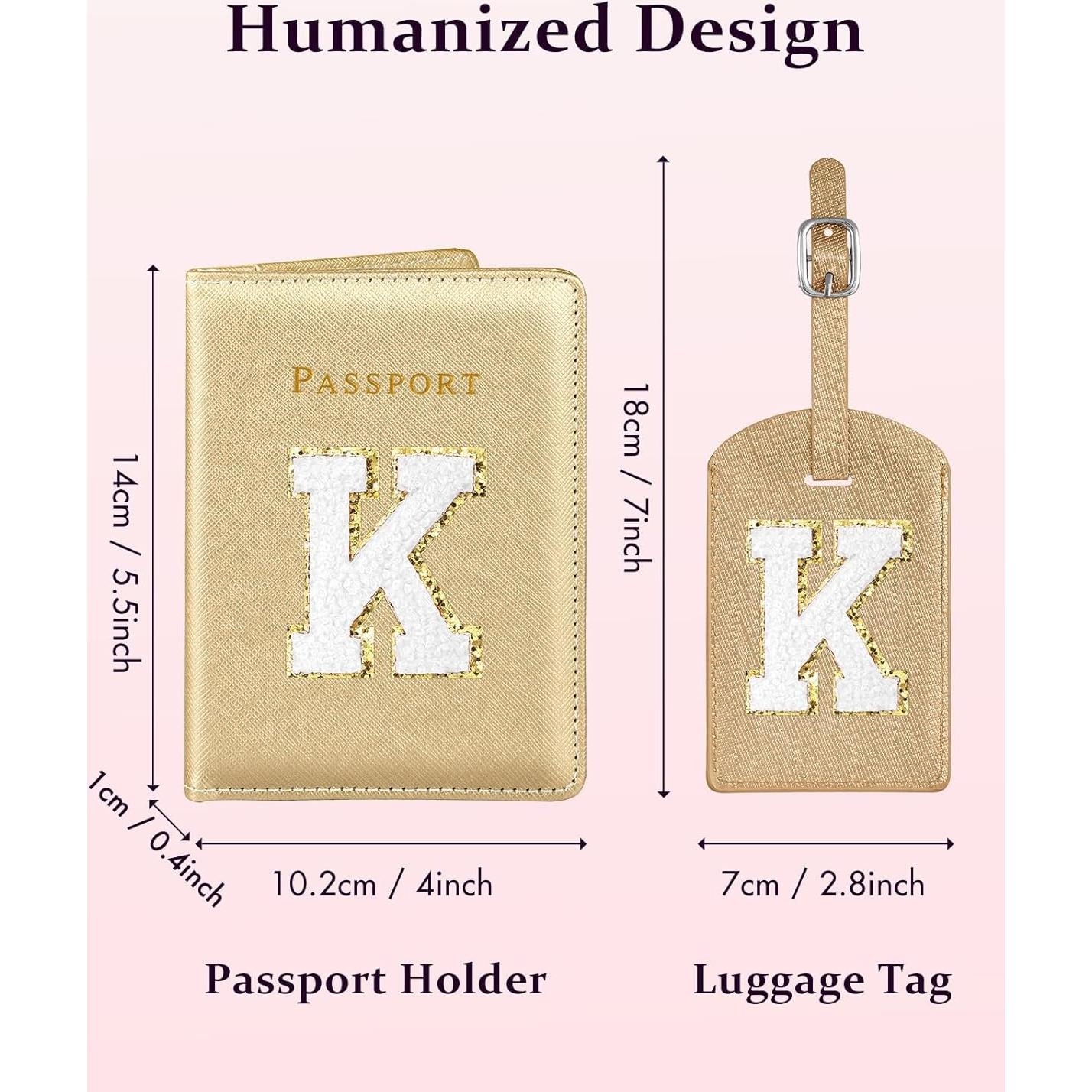 Conjunto de Etiquetas de Equipaje y Funda de Pasaporte Slohif Dorado
