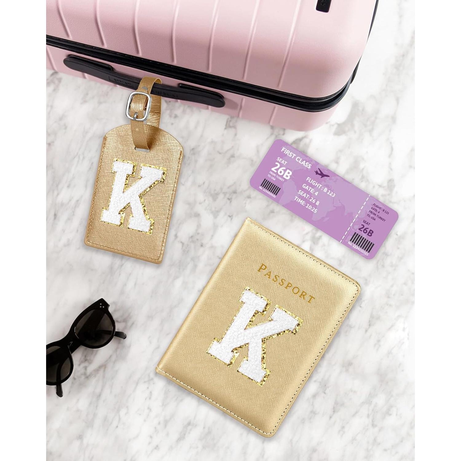 Conjunto de Etiquetas de Equipaje y Funda de Pasaporte Slohif Dorado