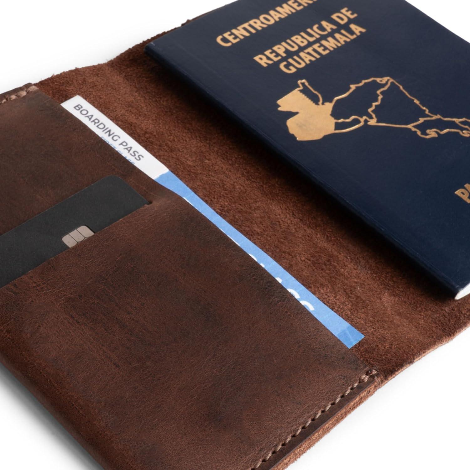 Funda de Pasaporte Hide & Drink Cuero Grano Completo Marrón