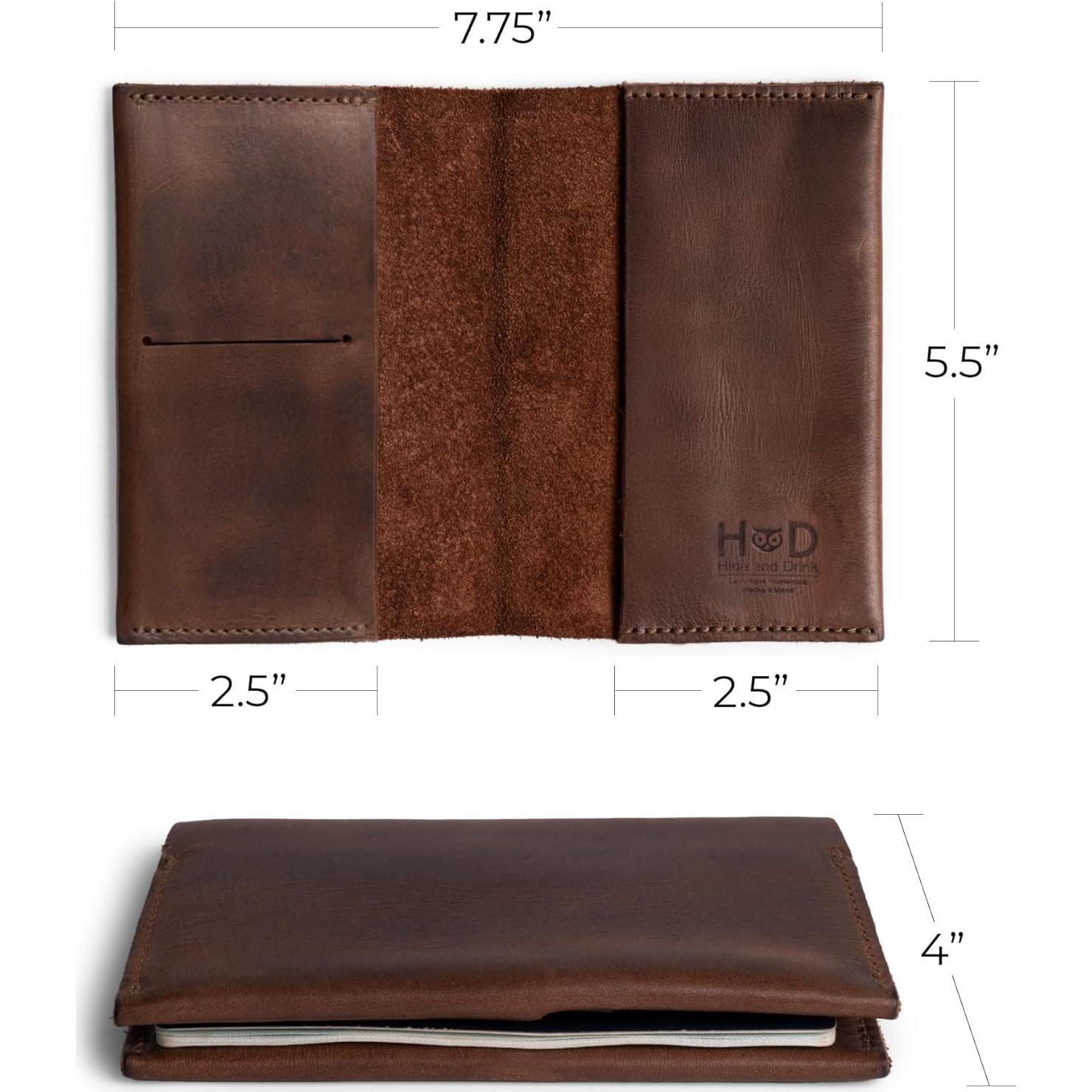 Funda de Pasaporte Hide & Drink Cuero Grano Completo Marrón