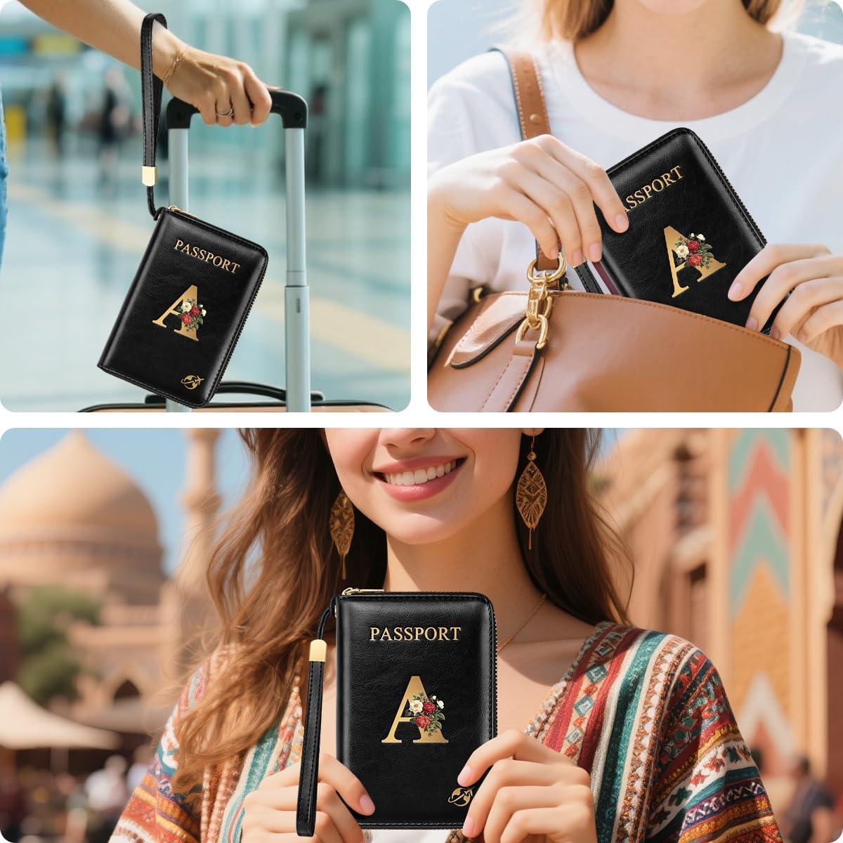 Cartera de Pasaporte Personalizada Simikol con Bloqueo RFID - Letra A