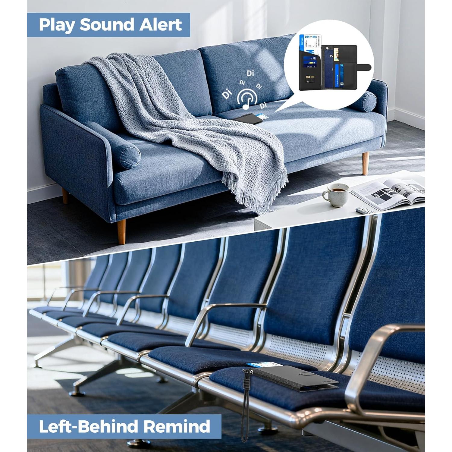 Portafolio de Pasaporte APTMAPT con Localizador Find My RFID Negro