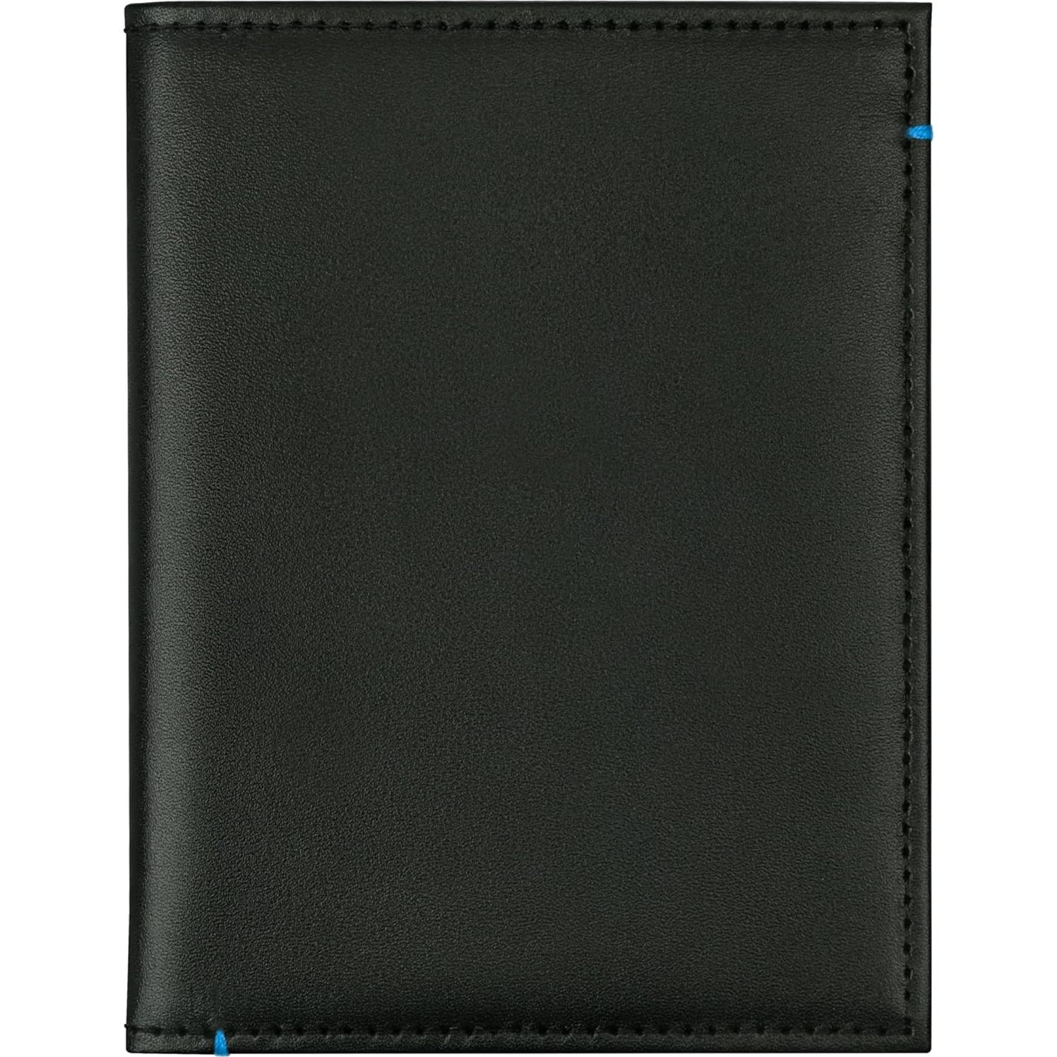 Porta Pasaporte de Cuero Genuino Shkira - Bicolor Negro y Azul