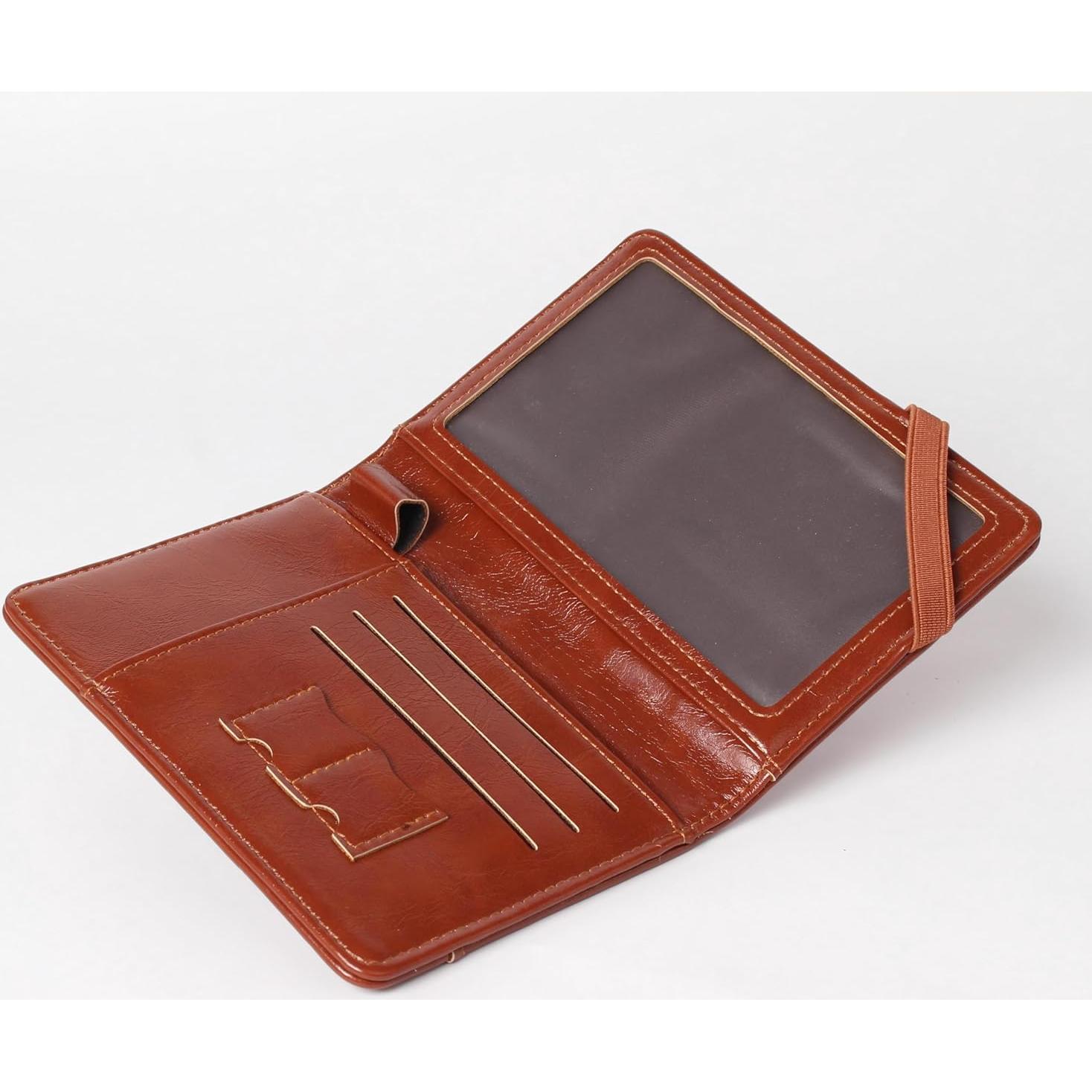 Billetera para Pasaporte RFID POXIADIV Marrón - Antirrobo