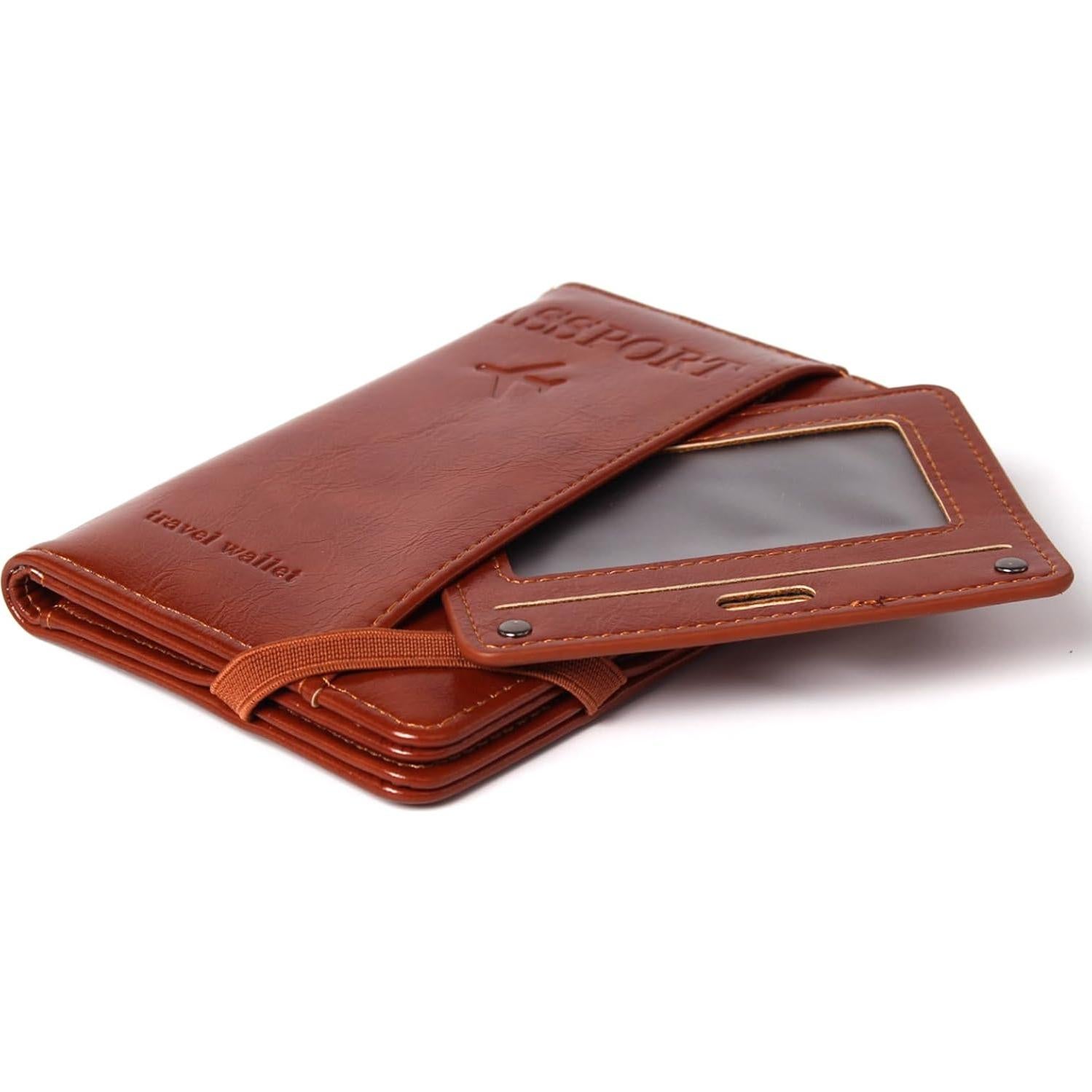 Billetera para Pasaporte RFID POXIADIV Marrón - Antirrobo