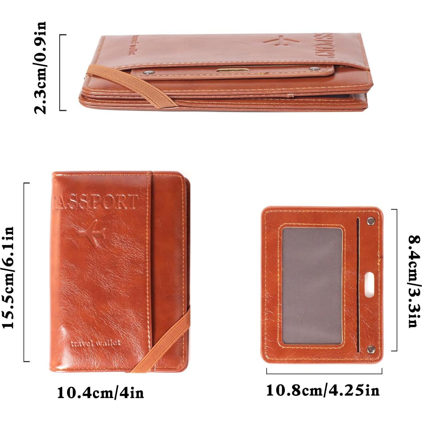 Billetera para Pasaporte RFID POXIADIV Marrón - Antirrobo