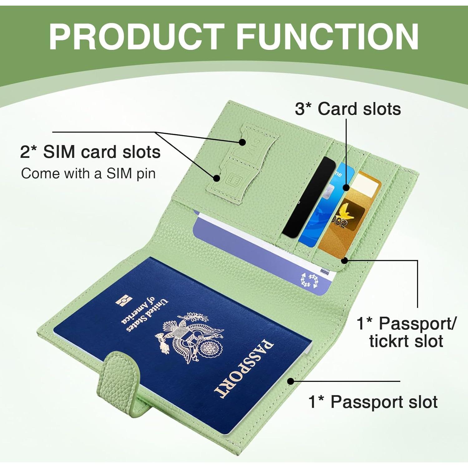 Portafolios de Pasaporte Slim OQXEJPHFN Verde Claro 15x11 cm