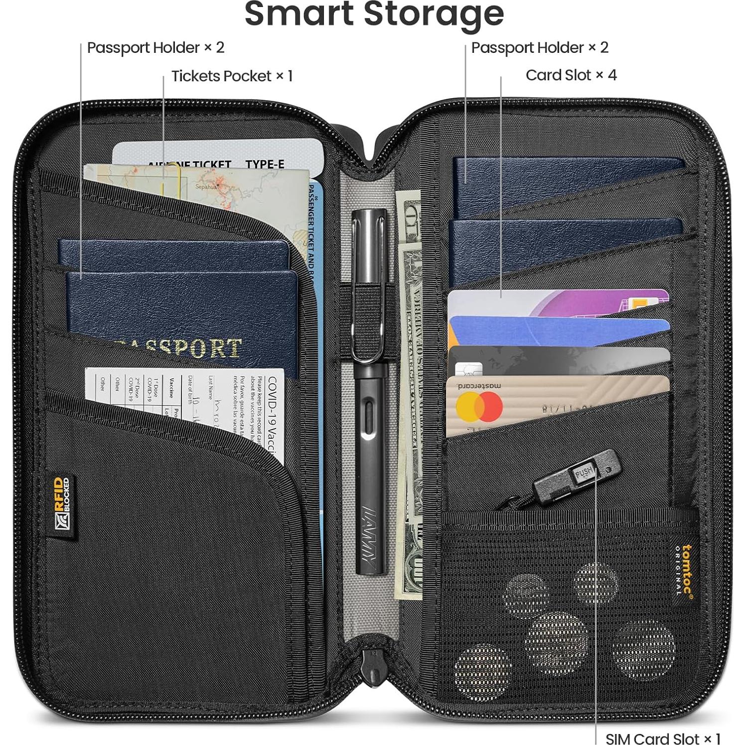 Portafolios de Pasaporte tomtoc T03 con Bloqueo RFID Negro