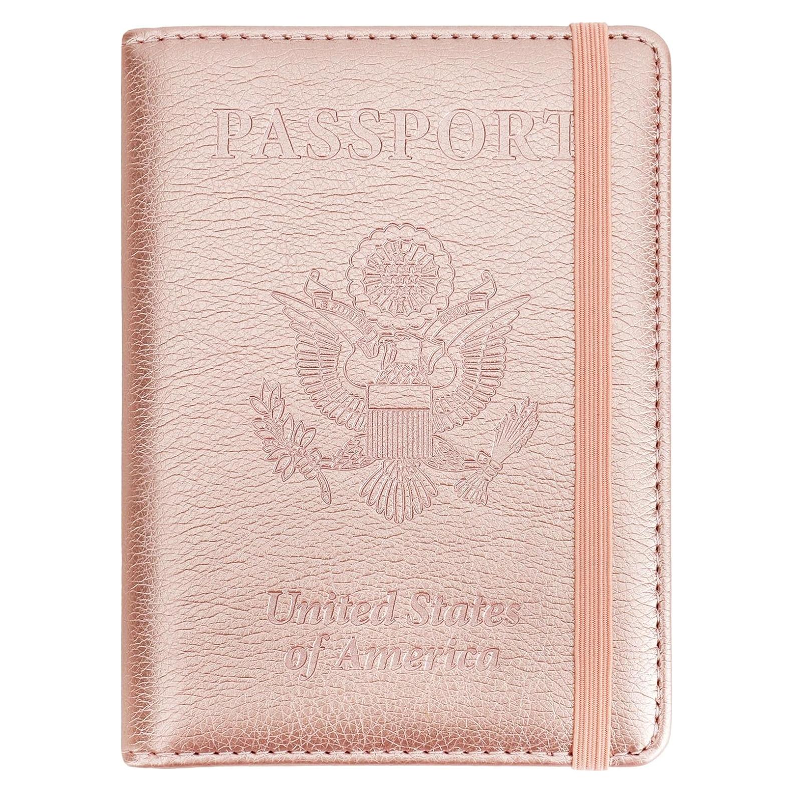 Portafolios de Pasaporte de Cuero PU Rosa para Viajes