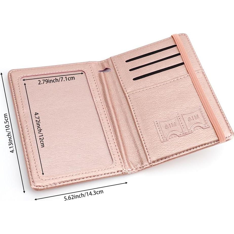 Portafolios de Pasaporte de Cuero PU Rosa para Viajes