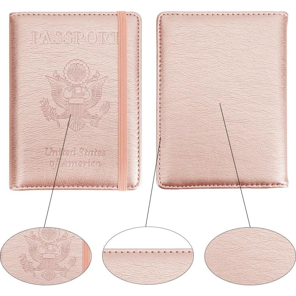 Portafolios de Pasaporte de Cuero PU Rosa para Viajes