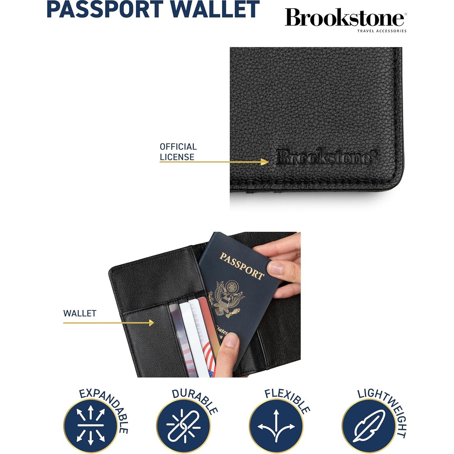 Cartera de Pasaporte Brookstone con Bloqueo RFID Negra