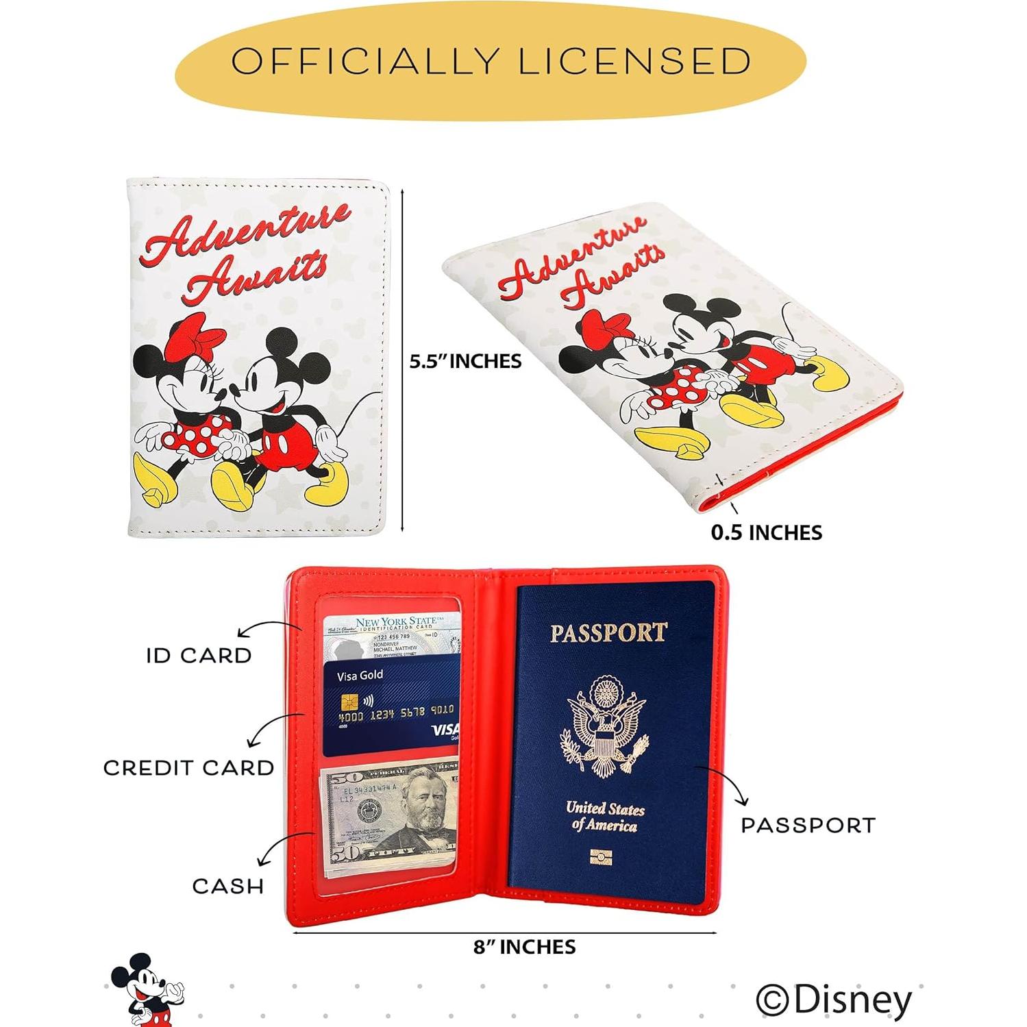 Porta Pasaporte Disney Mickey y Minnie Mouse - 13.9 cm