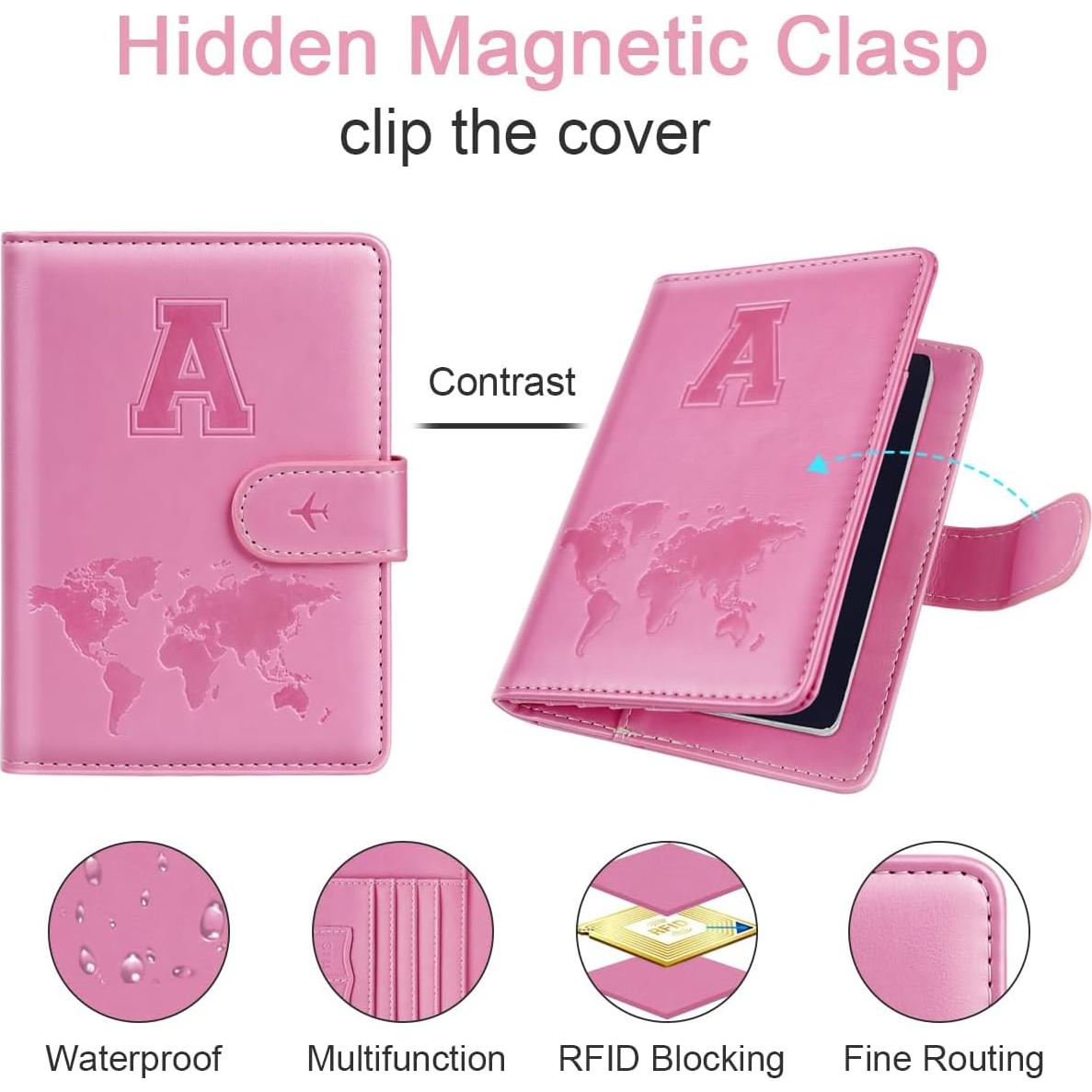 Funda de Pasaporte Rosa Simikol A-Z 3D Grabado RFID