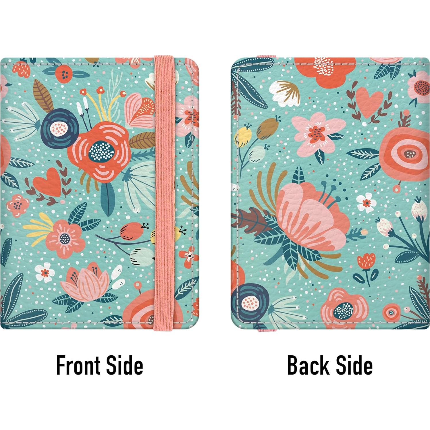 Portapasaportes RFID Quttie para Mujeres Flores en Verde