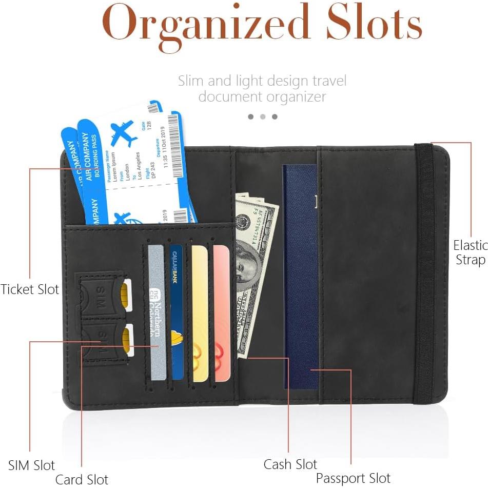 Portafolios de Pasaporte HadrNahkb, 2 Piezas, Cuero PU, RFID