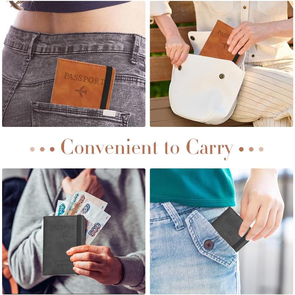 Portafolios de Pasaporte HadrNahkb, 2 Piezas, Cuero PU, RFID