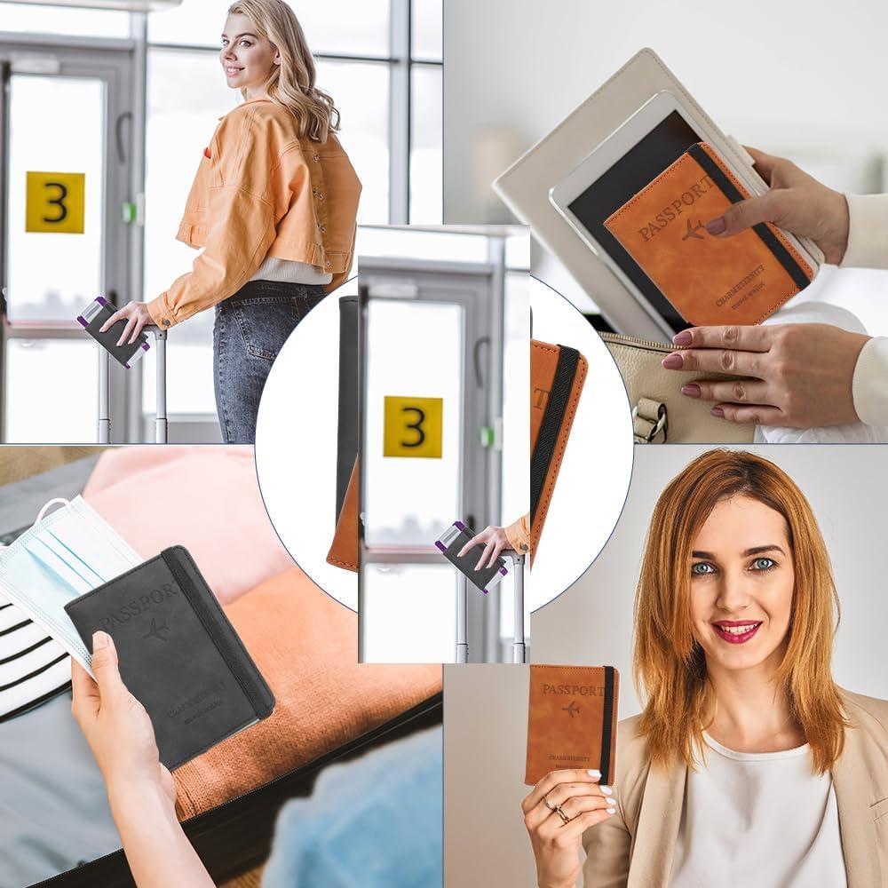 Portafolios de Pasaporte HadrNahkb, 2 Piezas, Cuero PU, RFID